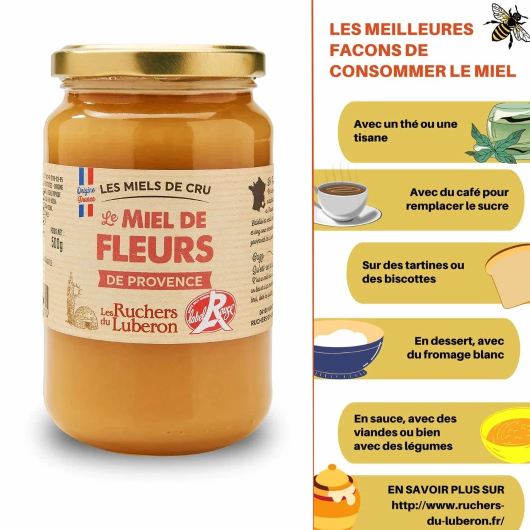 Les Ruchers du Luberon Miel de Fleurs de Provence IGP/Label Rouge 500 g