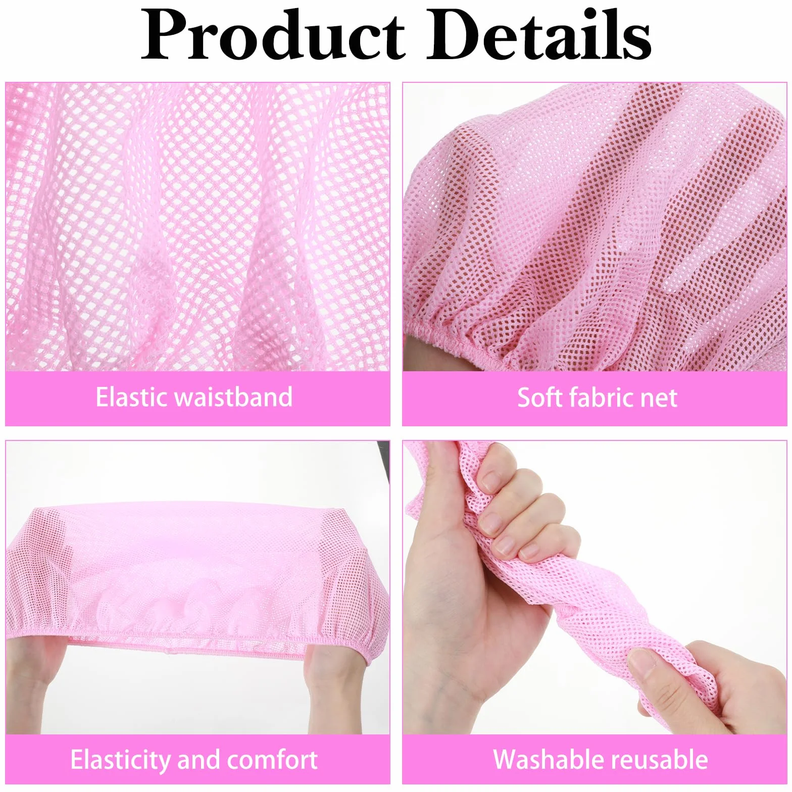 Lot de 4 filets à cheveux en maille pour dormir, bonnets de sommeil élastiques colorés