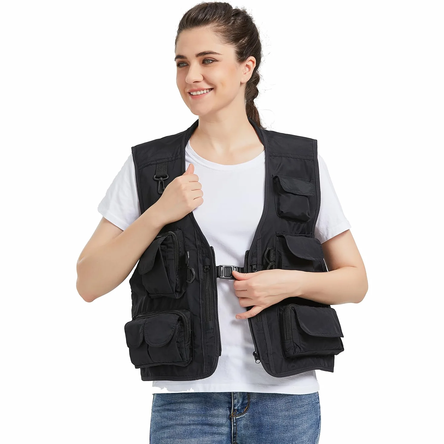 Ziker Gilet de pêche en maille respirante pour femme avec poches
