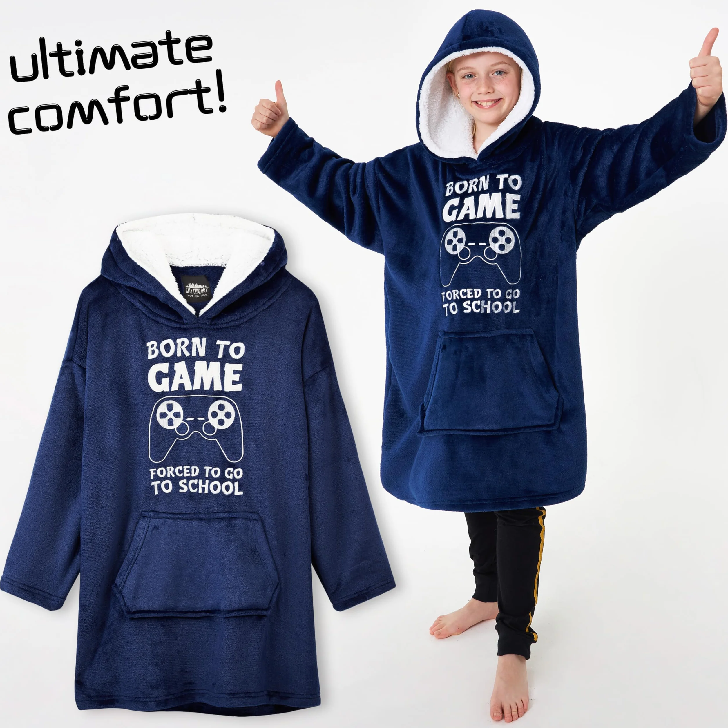 CityComfort Pull Plaid Enfant Oversize en Polaire Ado
