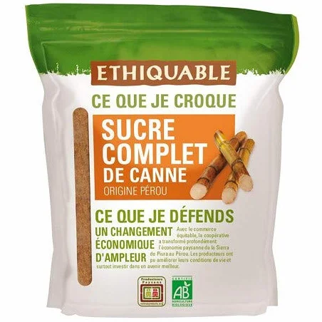 ETHIQUABLE - Sucre Complet En Poudre Du Pérou 500G - Lot De 4 - Vendu Par Lot