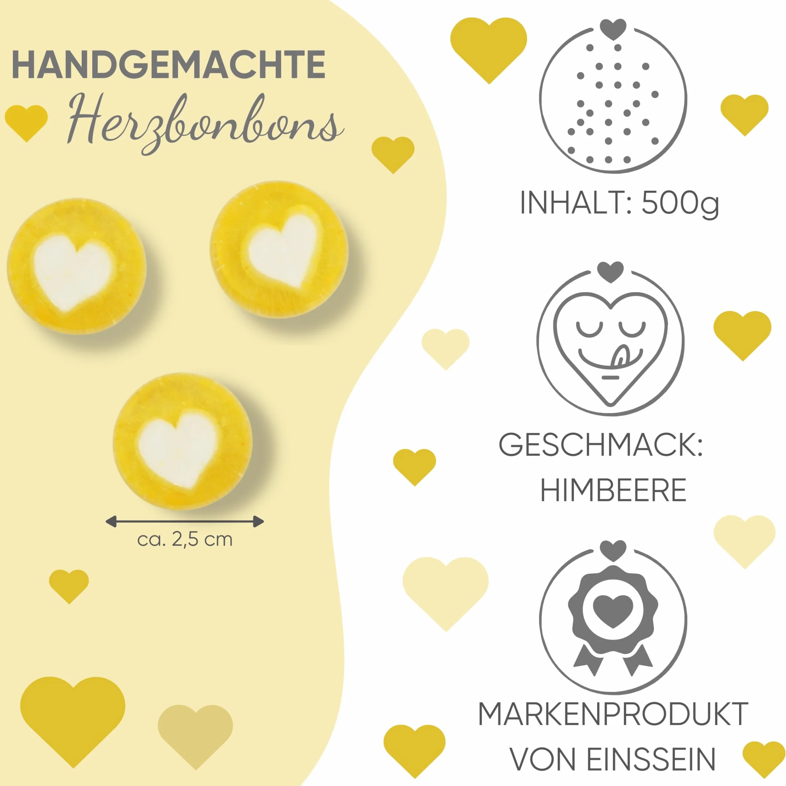 EinsSein Bonbons mariage jaune or blanc 500g | 130 pièces dragées | Bonbons déco table mariage baptême anniversaire communion Pâques