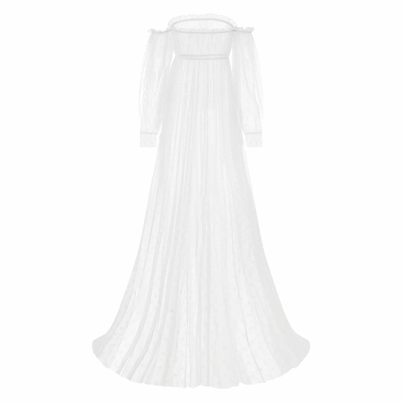 Robe de Grossesse Transparente en Mesh à Manches Longues Maternité Photo Shooting