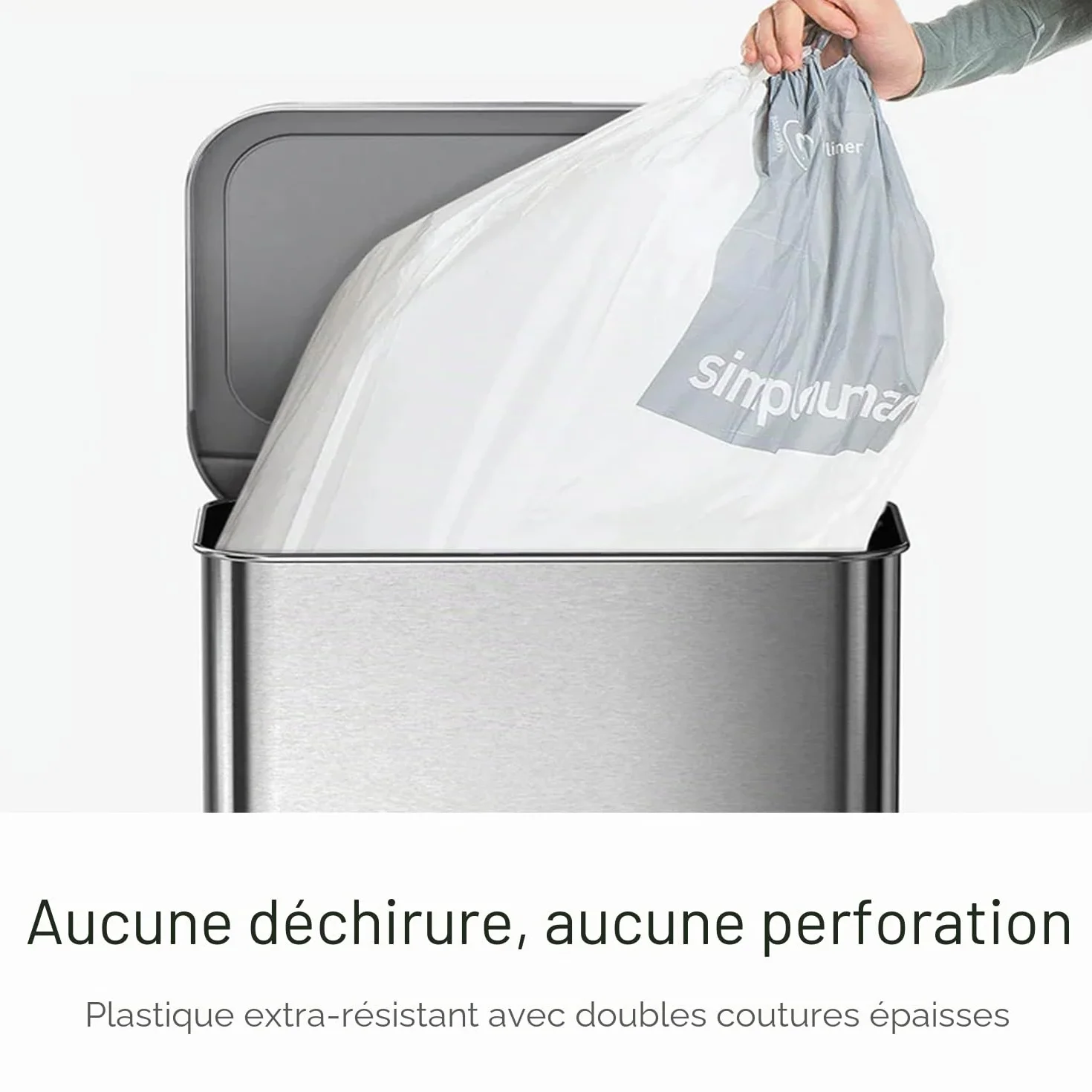 simplehuman CW0261 code M, sacs poubelle sur mesure, 3 x paquet de 20 (60 sacs), plastique blanc