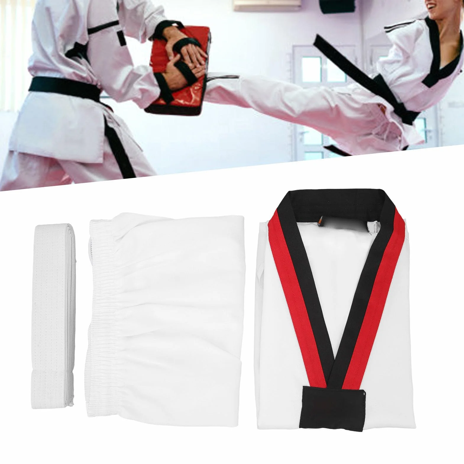 Costume de Taekwondo pour Enfants, Ceinture élastique Antidérapante, Respirant et Confortable