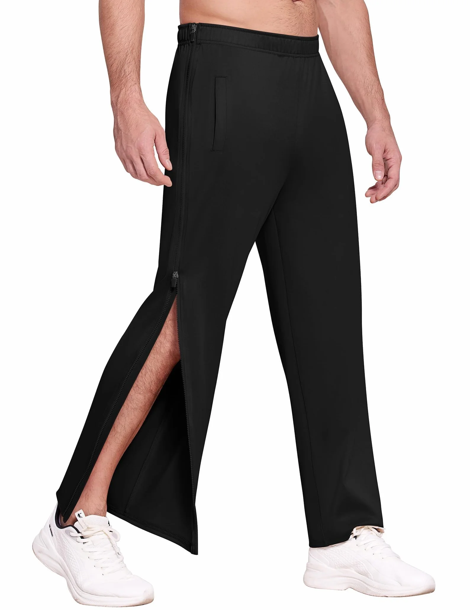 PINSPARK Pantalon de rééducation homme avec fermeture éclair longue - Pantalon de sport long ample