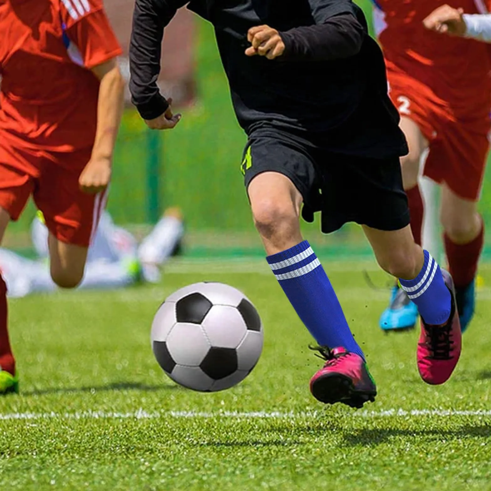 Chaussettes Hautes de Rugby Basket Enfant 2 Paires pour Garçon Fille 5-12 Ans