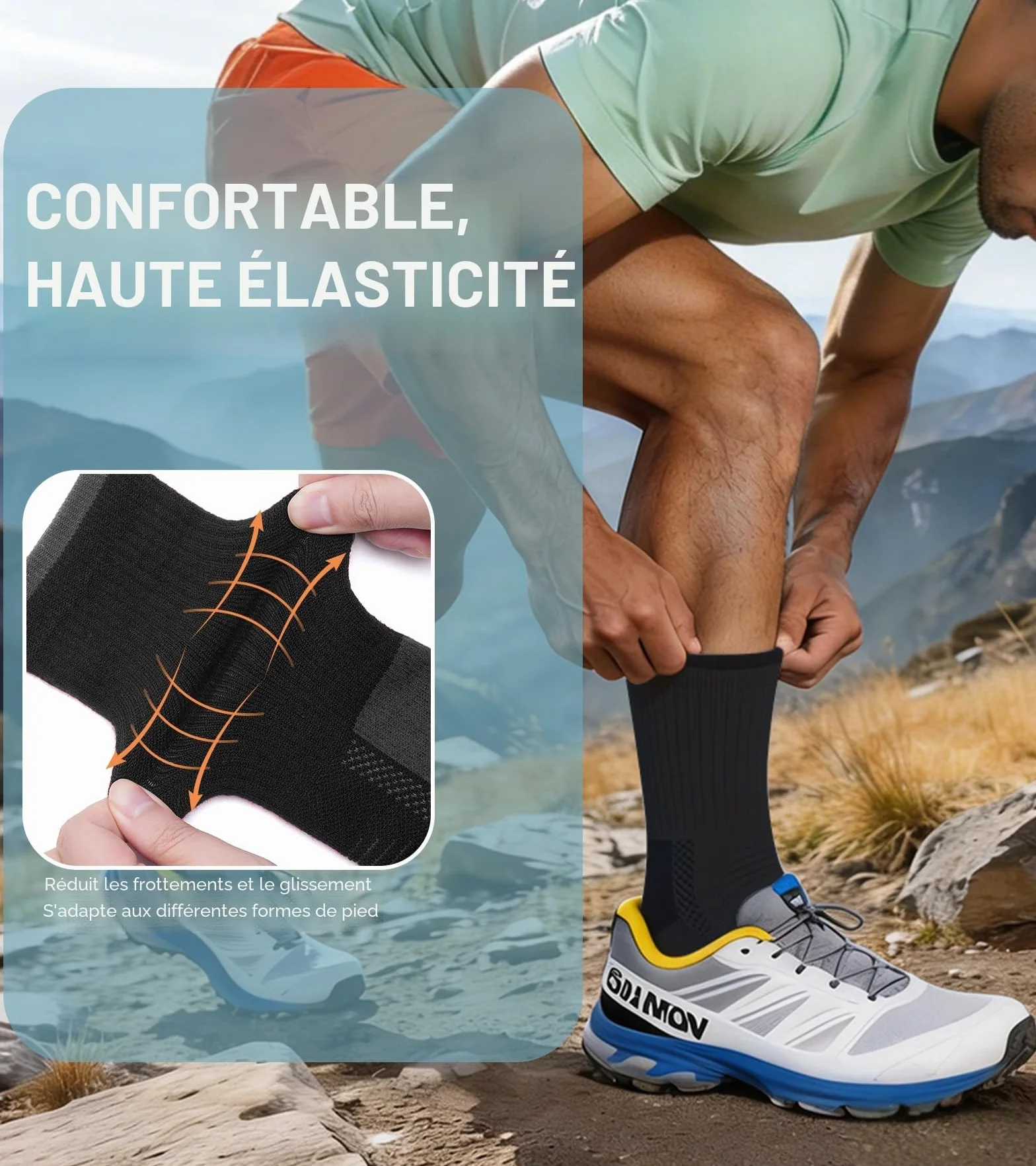 TANSTC Chaussettes de Randonnée en Laine Mérinos pour Femme Anti-ampoules Respirantes 3 Paires