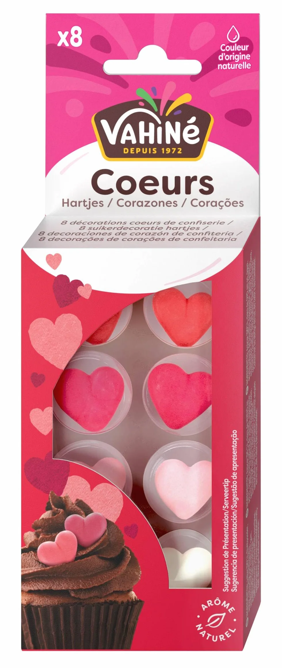 VAHINE - Décoration Gâteaux Coeurs en Sucre 20 g