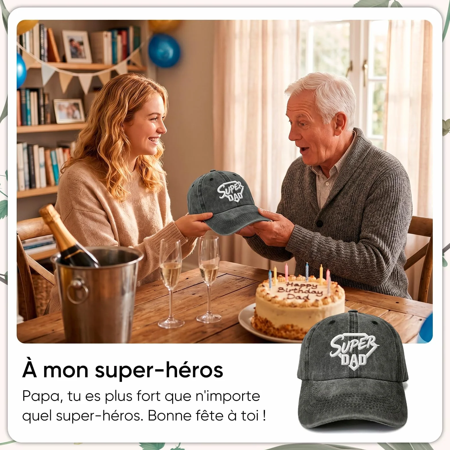 Casquette Brodée Super Dad Chapeau Baseball Réglable Homme Vintage Cadeau Fête des Pères