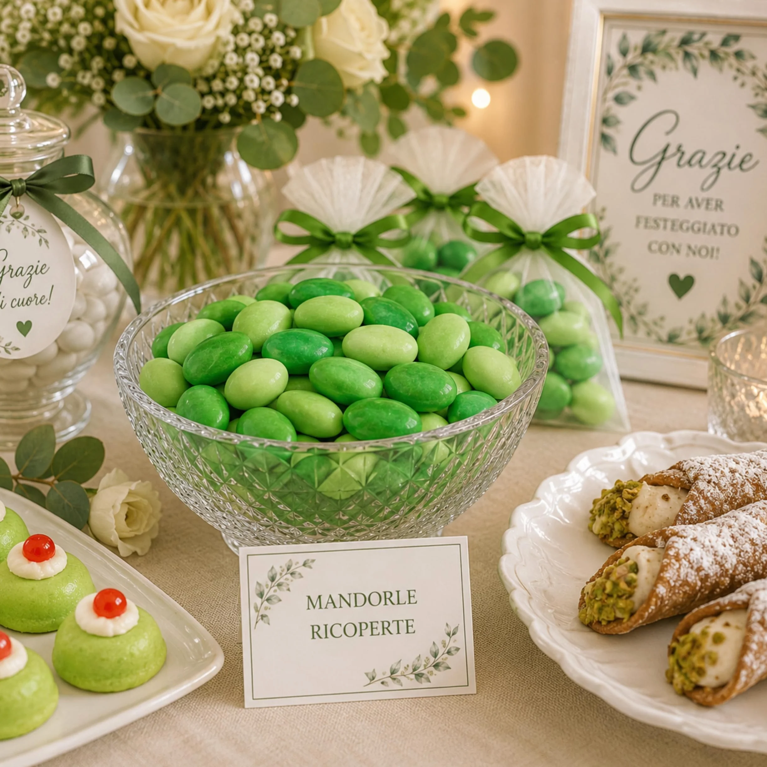 EinsSein 1kg Dragees amandes au chocolat Mélange de saveurs Mix vert brillant | ca. 160 pièce Dragées Mariage Baptême Communion Célébrer Fête Candybar | cadeaux d’invités | Amandes | Badem sekeri