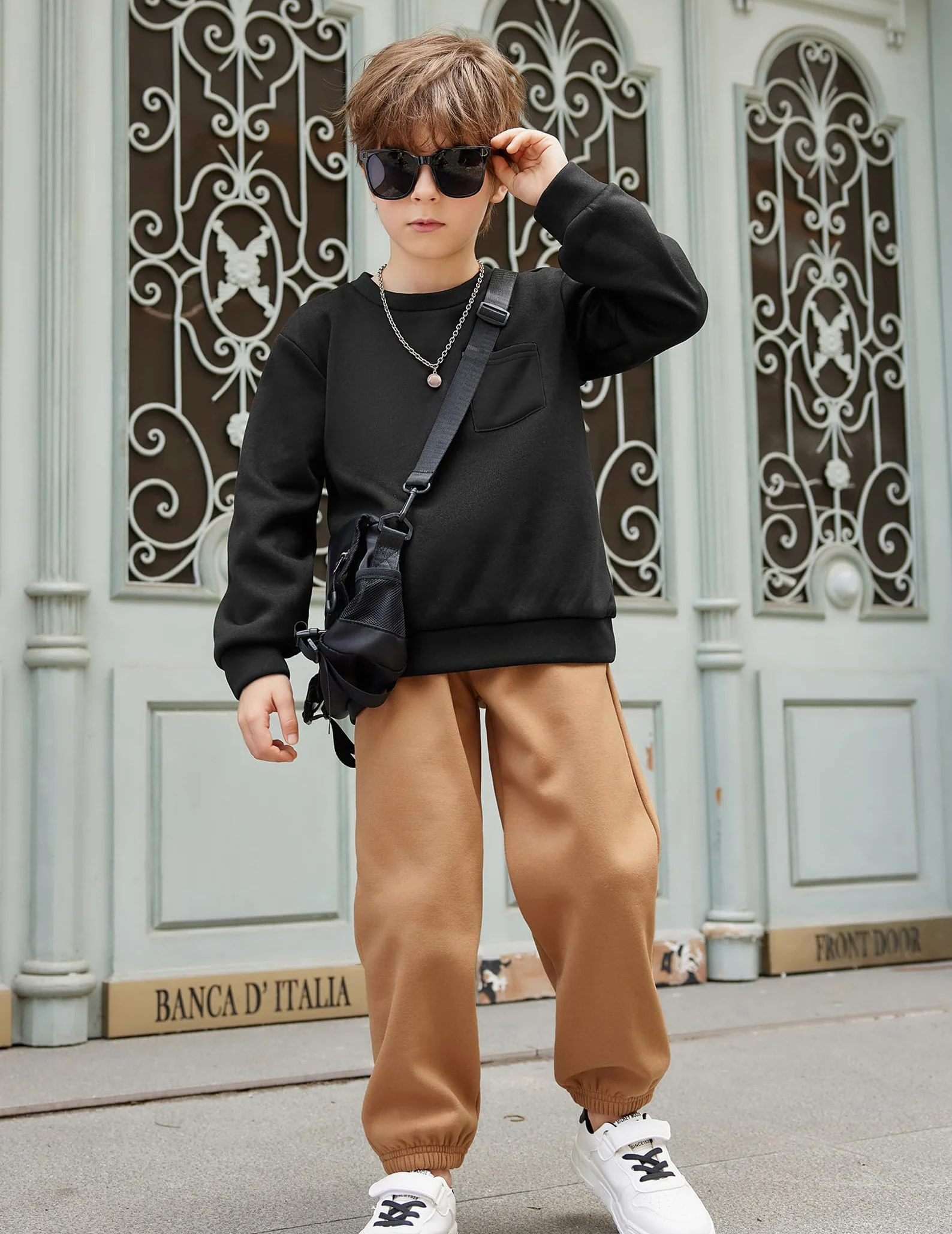 Arshiner Sweatshirt Garçons Pull Polaire Col Rond Manches Longues Unisexe Hiver Poche