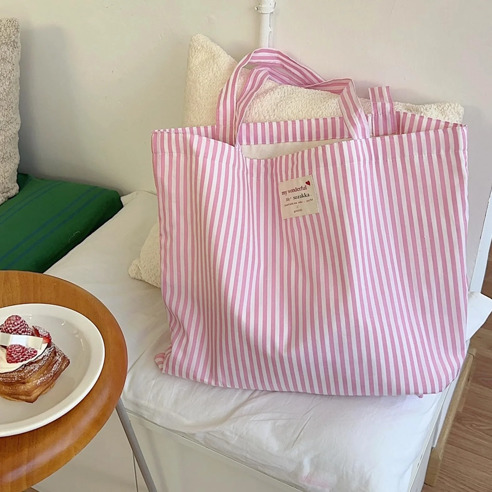 Grand Sac De Plage SSKHE Avec Poche Intérieure Et Fermeture Éclair Tote Bag Femme 50x40 cm