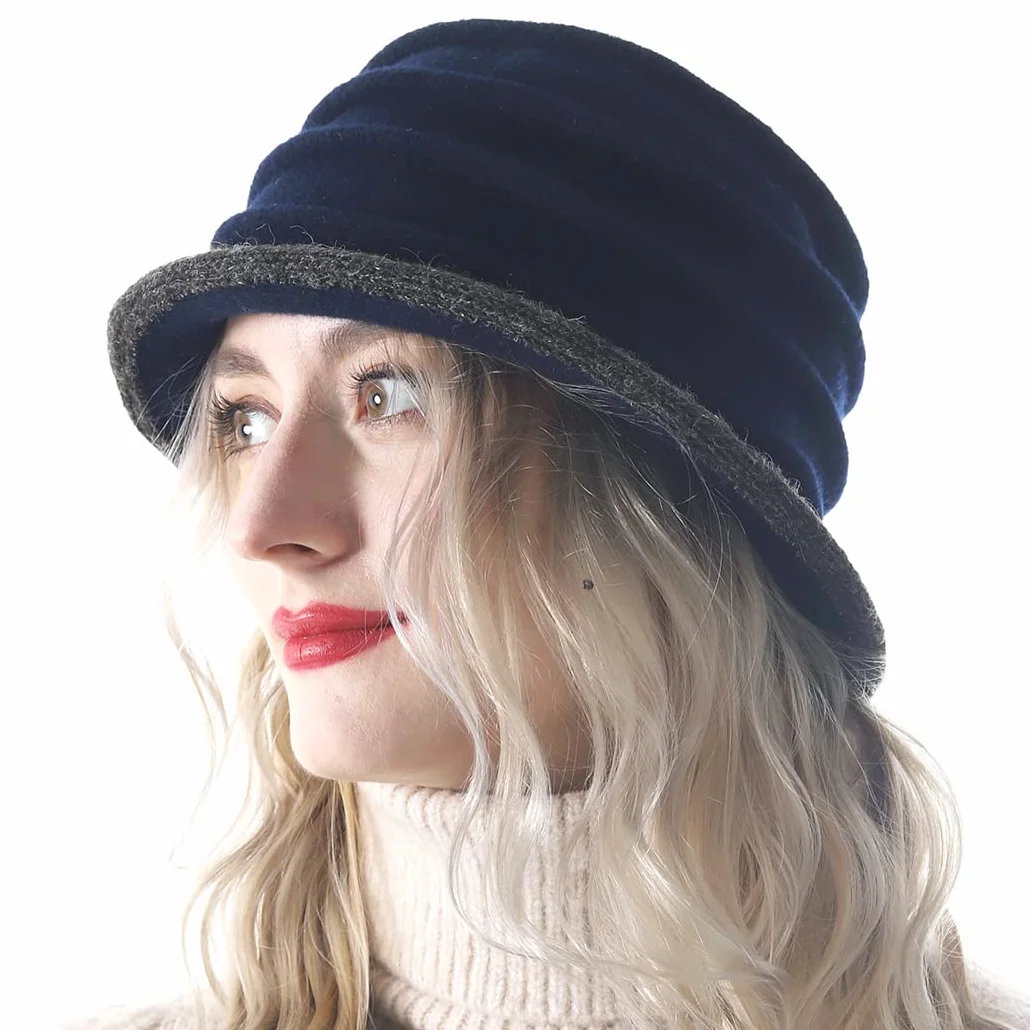 Chapeau Femmes 100% Laine Floral Cloche Melon Feutre