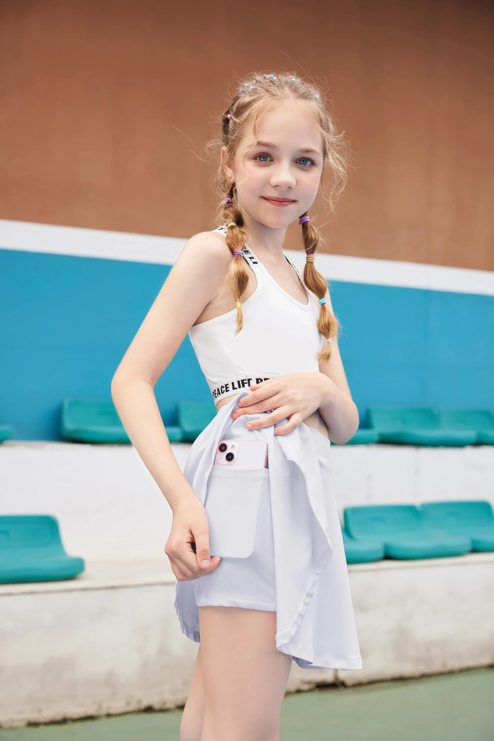 Arshiner Jupe de tennis pour fille avec pantalon taille haute plissée poches 6-15 ans