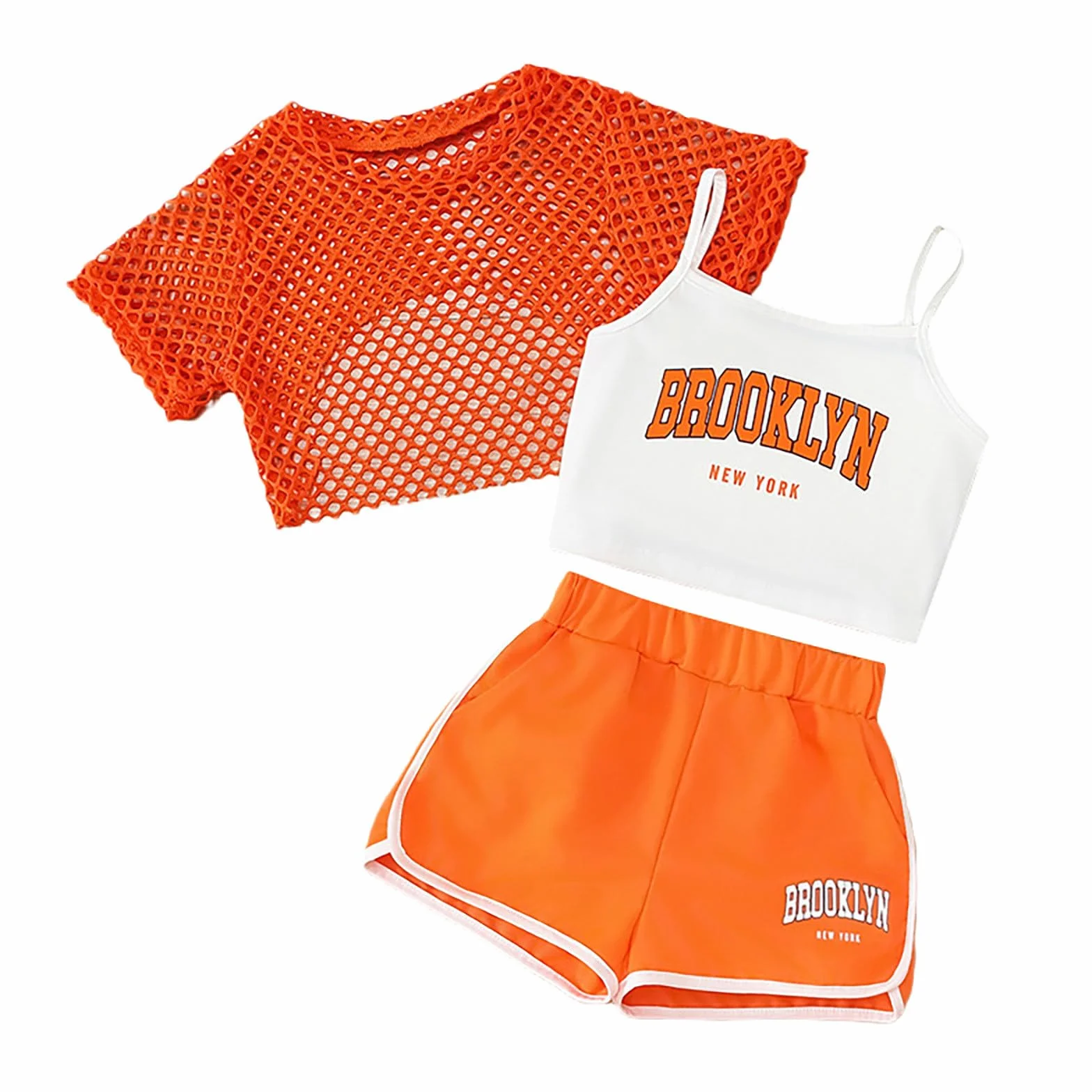 Ensemble sportif mixte enfant débardeur respirant short long ajusté vêtement léger souple style décontracté ado combinaison entraînement pratique loisir sport
