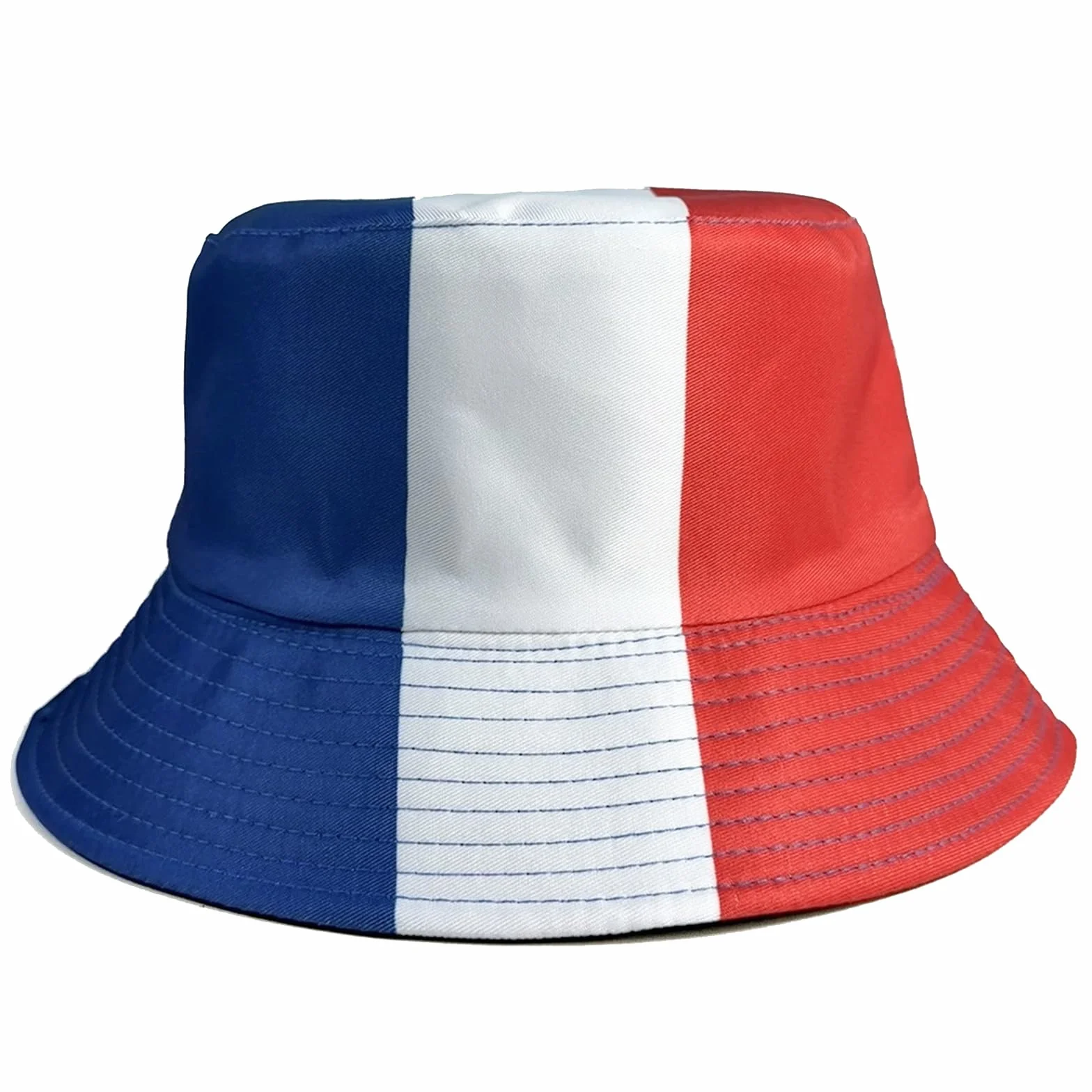 Chapeau Supporter Réversible Tricolore Bleu Blanc Rouge pour Match Football Coupe du Monde, Pliable et Respirant 56-58 cm