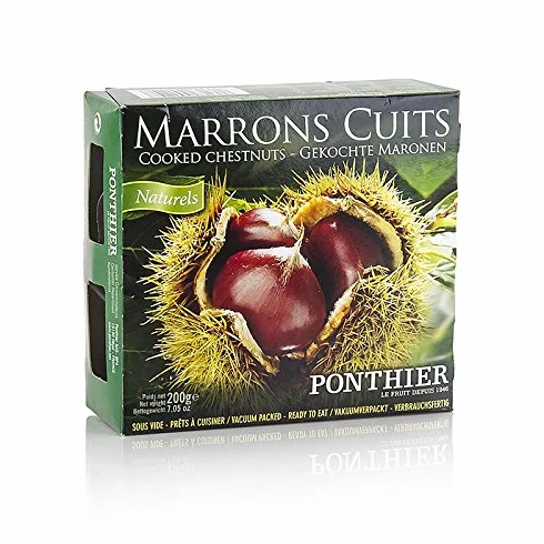 Marons, pelés et cuits, sous vide, ponthier, 200 g sous blister