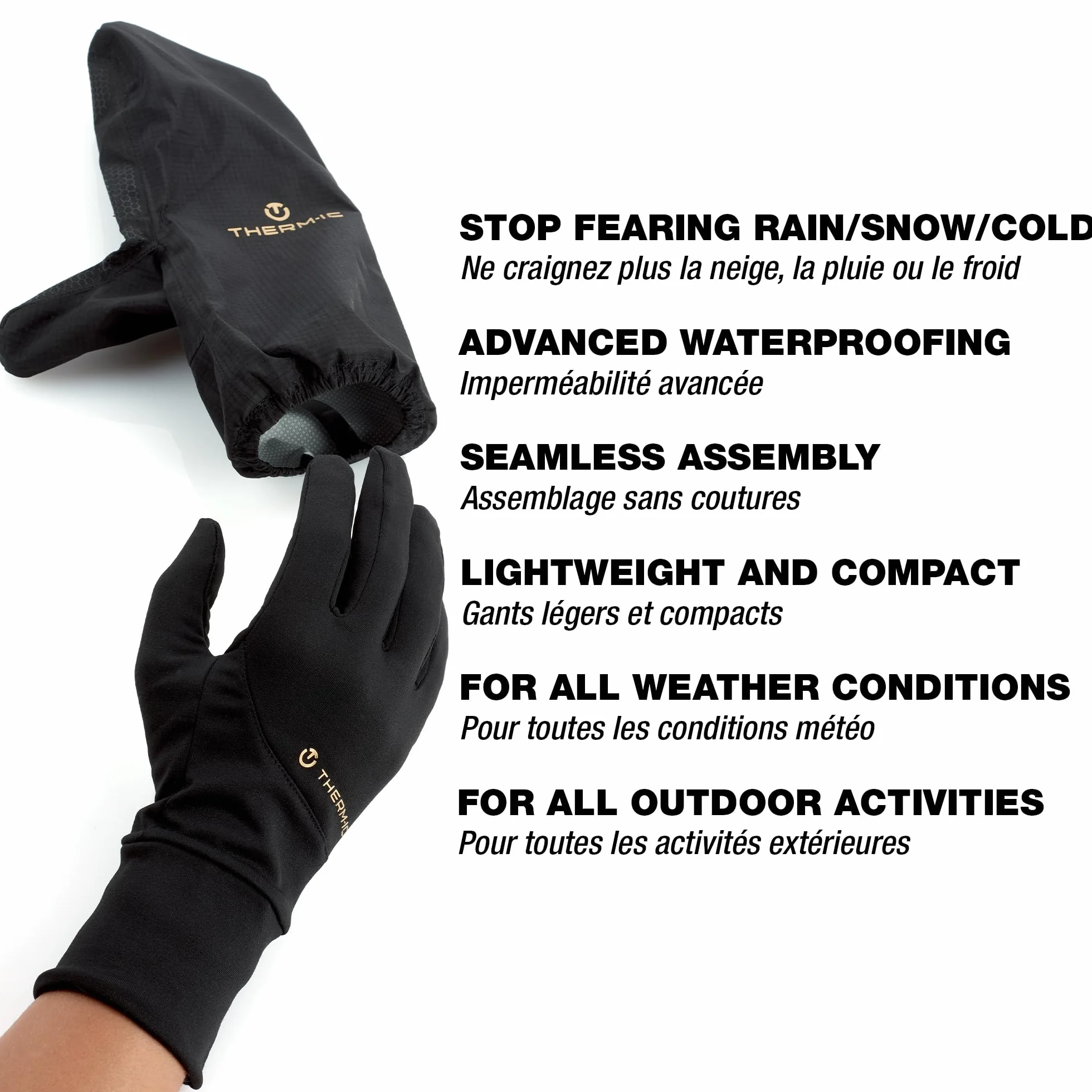 Gants Imperméables Therm-IC Weather Shield Cover Protection Vent Pluie Froid Course à Pied Ski Nordique Vélo Marche