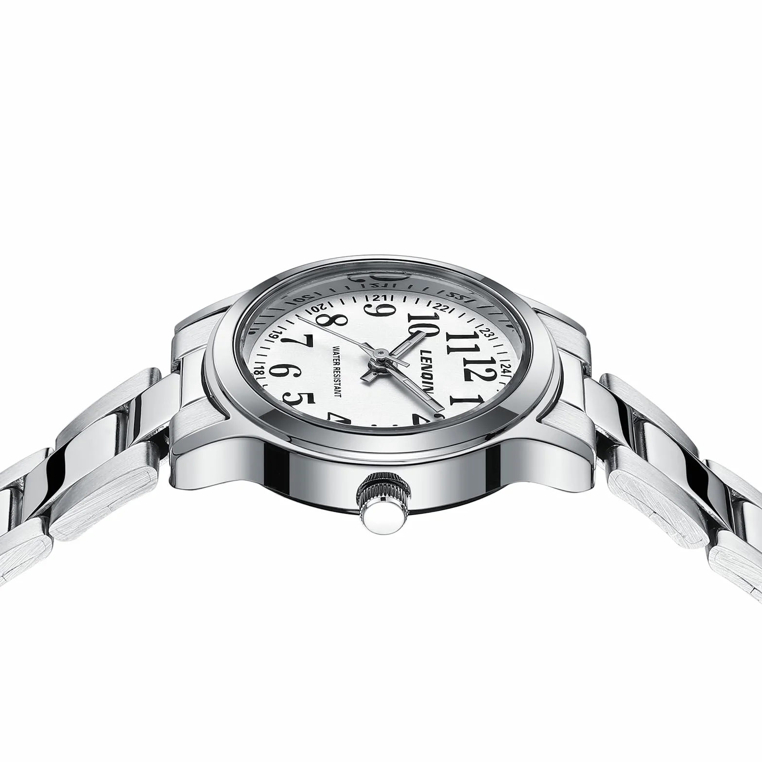 LN LENQIN Montre Femme Acier Inoxydable Quartz Étanche 30M Aiguilles Lumineuses