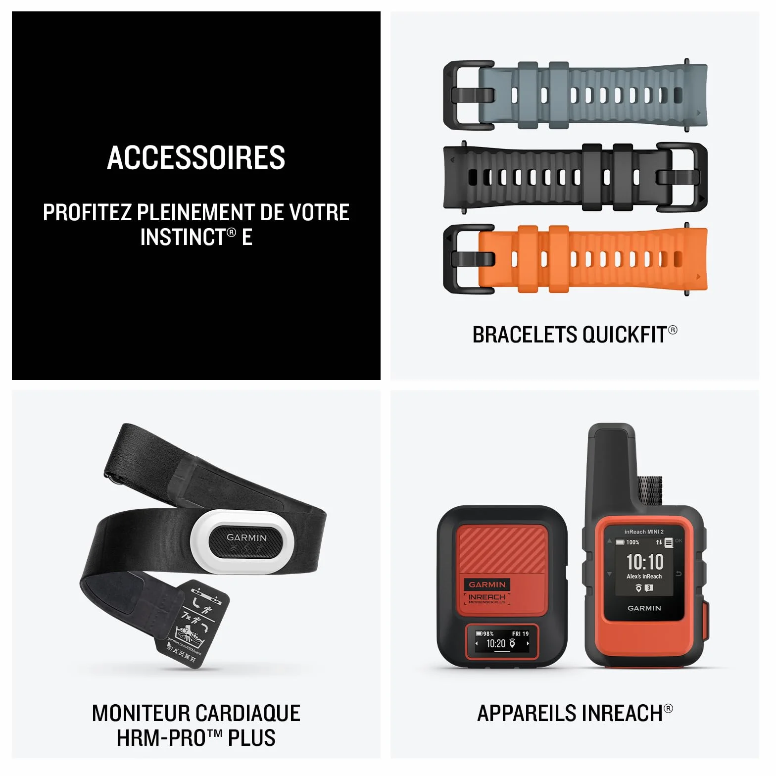 Garmin Instinct E Montre GPS Robuste Noir Bracelet Gris Charbon 40 mm