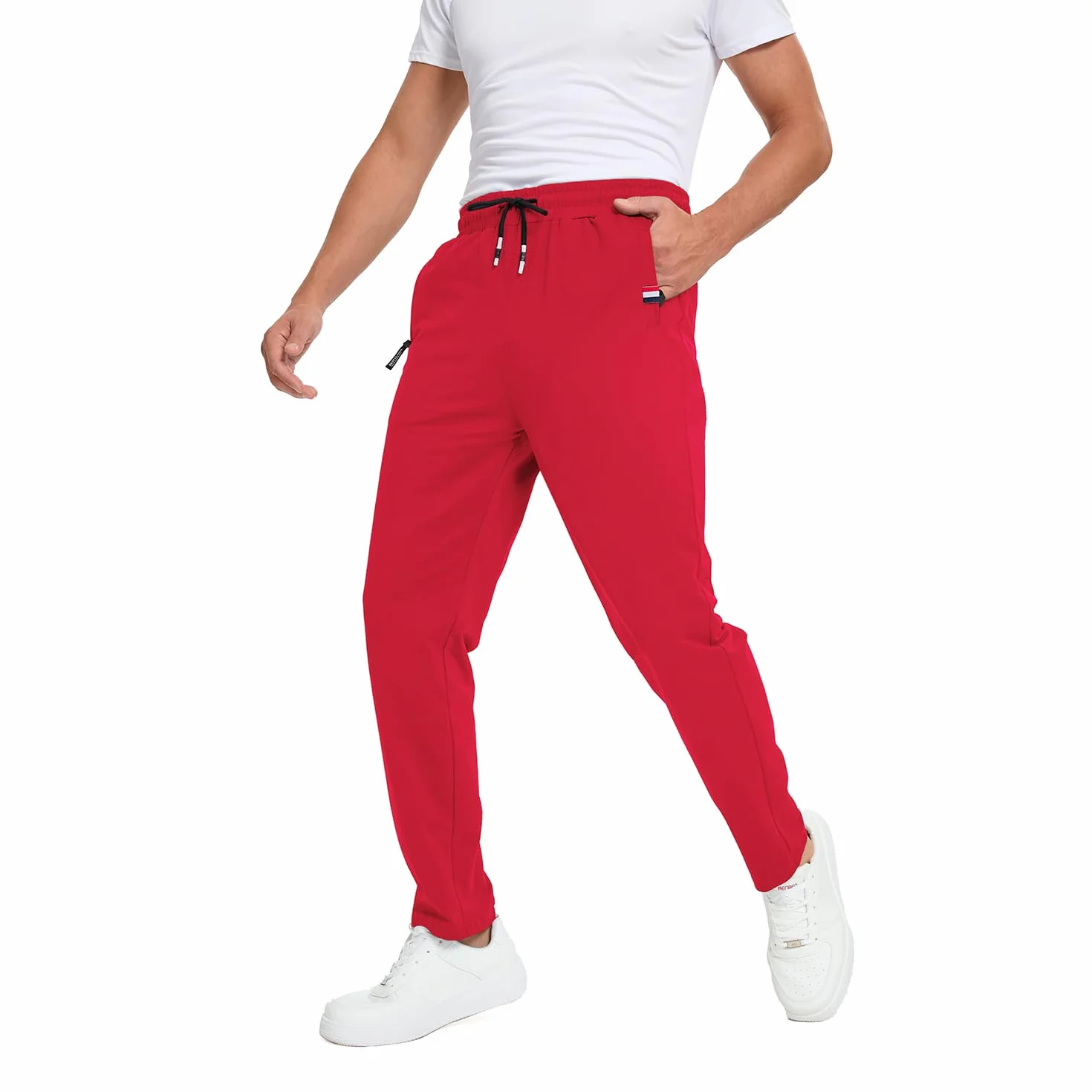 Pantalons de Sport Homme Jogging Coton Elastique avec 2 Poches Zippées