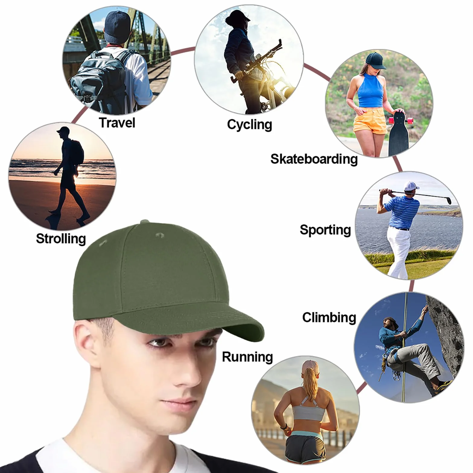 Enwokran Casquette de Baseball Unisexe Coton Réglable Hip Hop Sport Extérieur