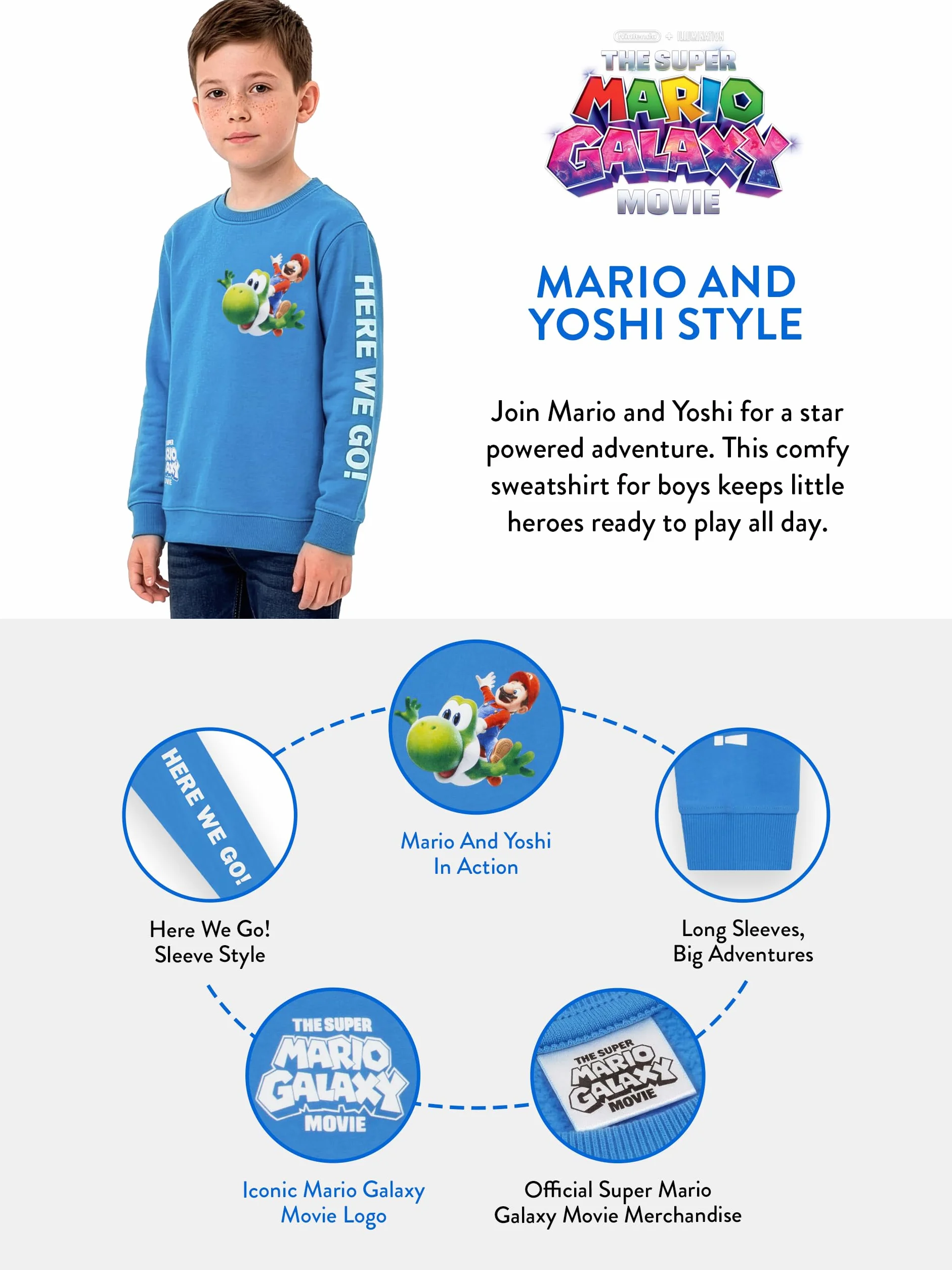 Pull Enfant Super Mario Galaxy Le Film Garçon Sweatshirt