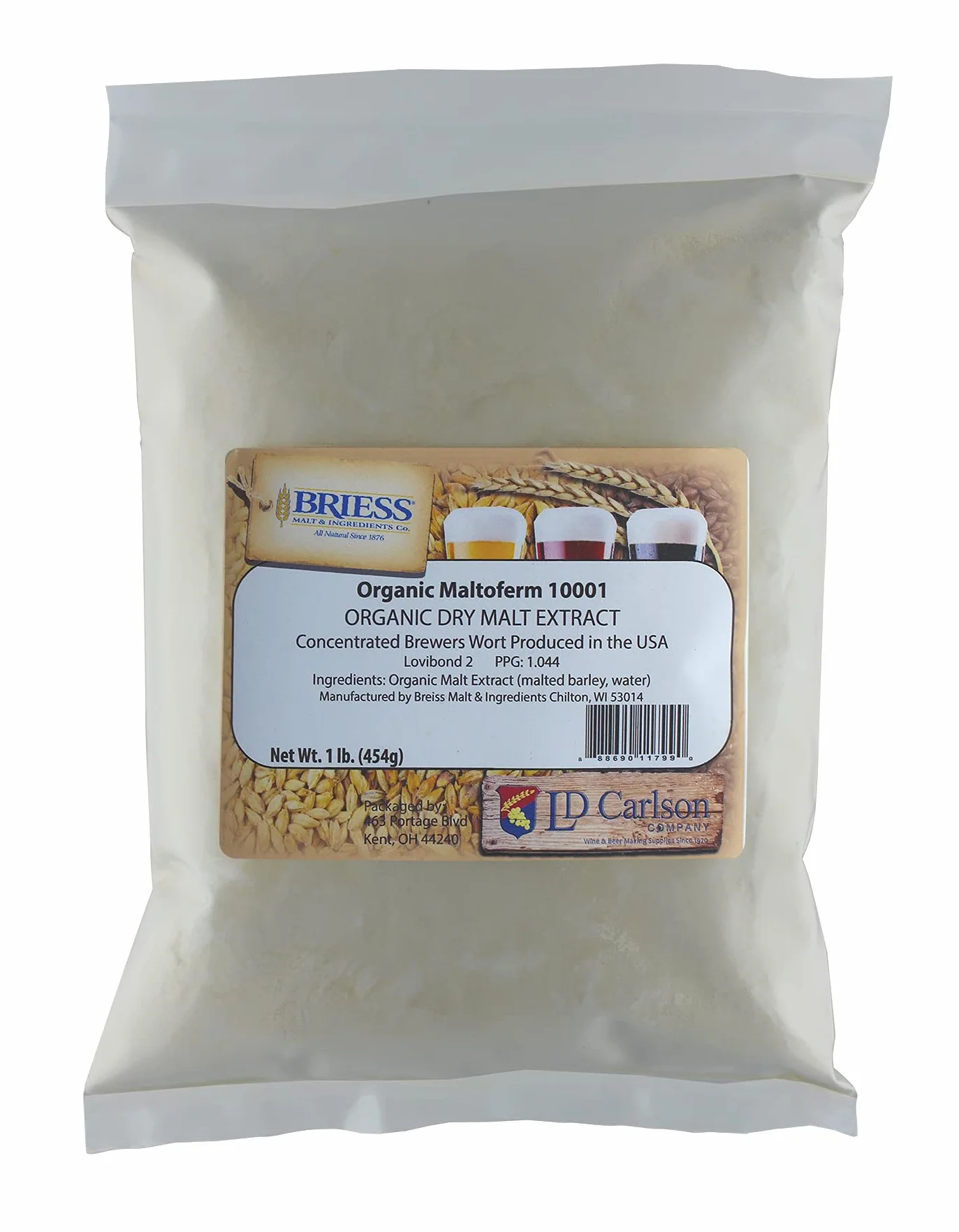 Organic Light Dried Malt Extract DME - Maltoferm 10001 - 1 Lb