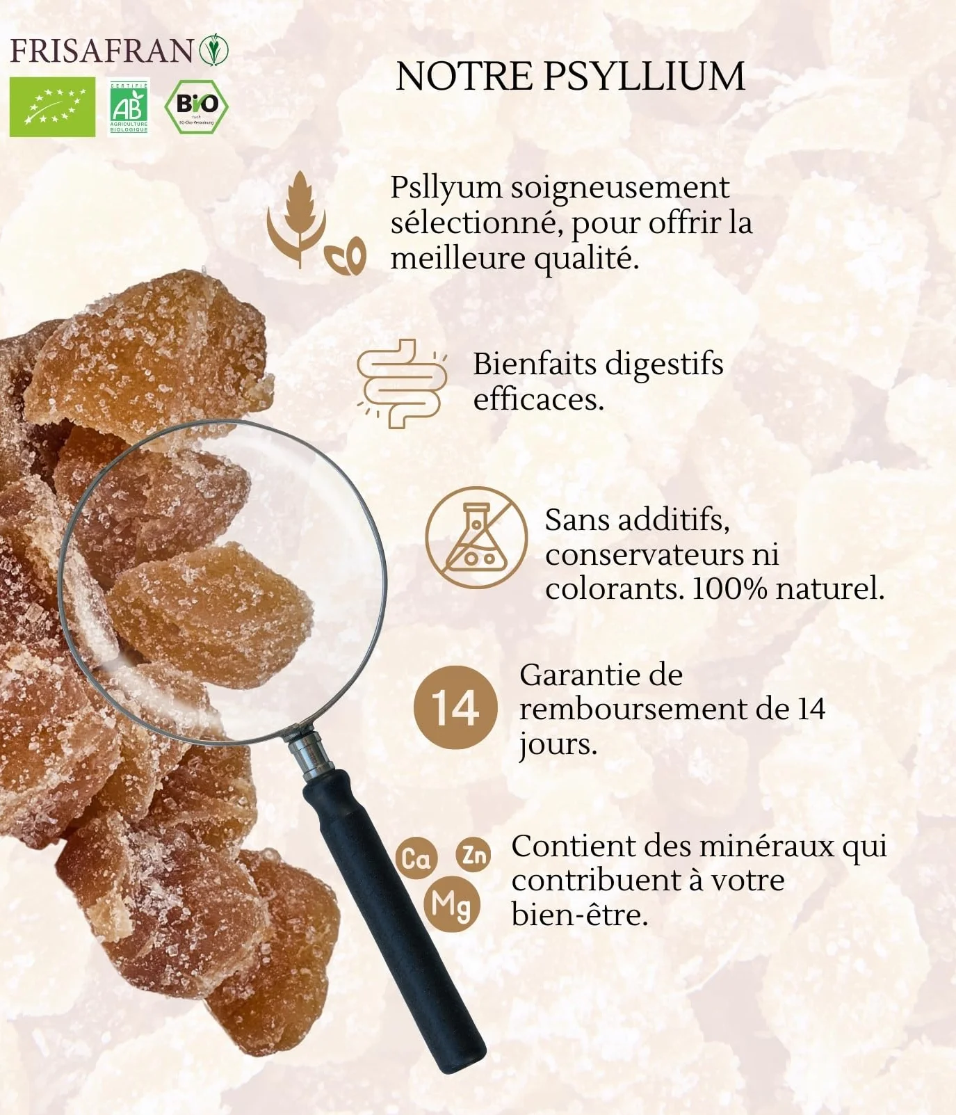 FRISAFRAN | Dés de Gingembre au Fructose Bio 200g | Tranches de gingembre glacées | Bonbons au gingembre coupés en dés | Gingembre confit | Superaliment naturel sans additifs | Naturel-Bio