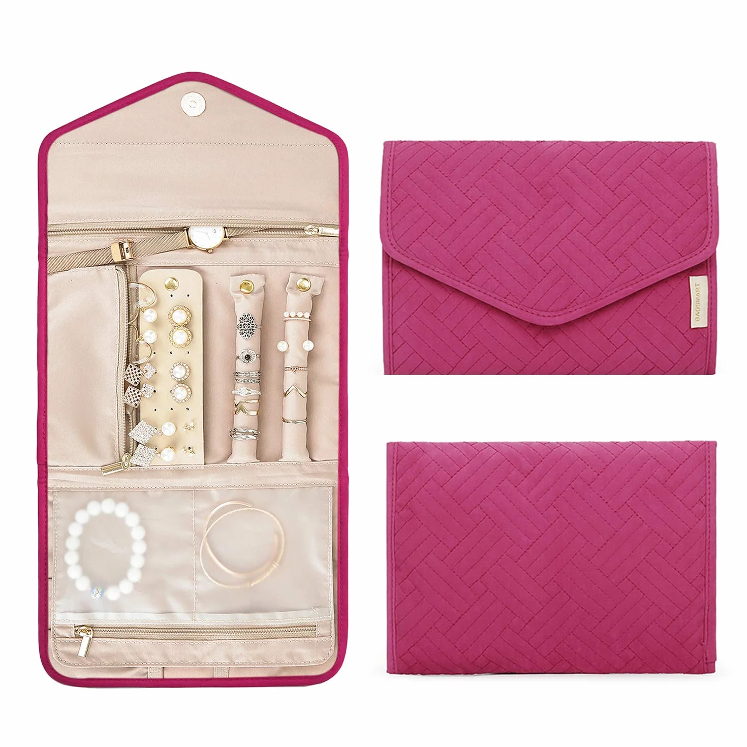 Bagsmart Trousse à Bijoux Voyage Sacoche Rangement Organisateur Rose