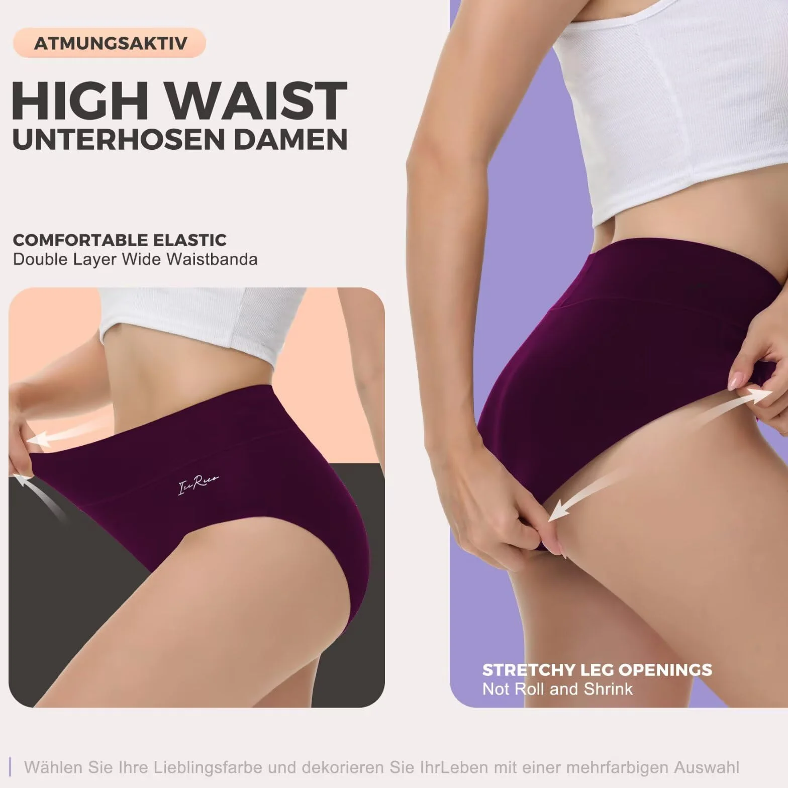 Culotte Femme Coton Taille Haute Lot de 5 Confort Stretch Ventre Plat