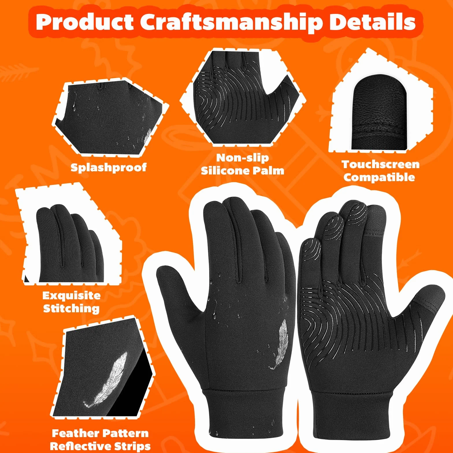 OOPOR Gants d'hiver Enfants Cyclisme écran Tactile Antidérapants Coupe-Vent 4-12 Ans