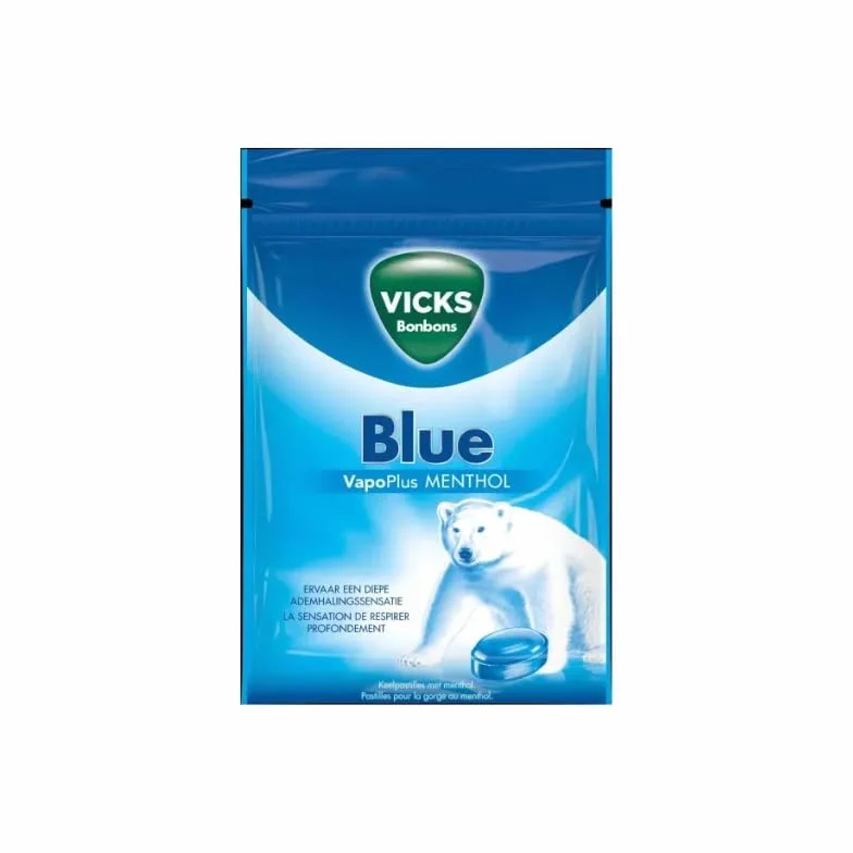 Bonbons VICKS Menthe Verte & Menthol, Sans sucres, Vegans, pour une Sensation Immédiate de Fraîcheur et un Goût Rafraîchissant, 72g (13 Bonbons)