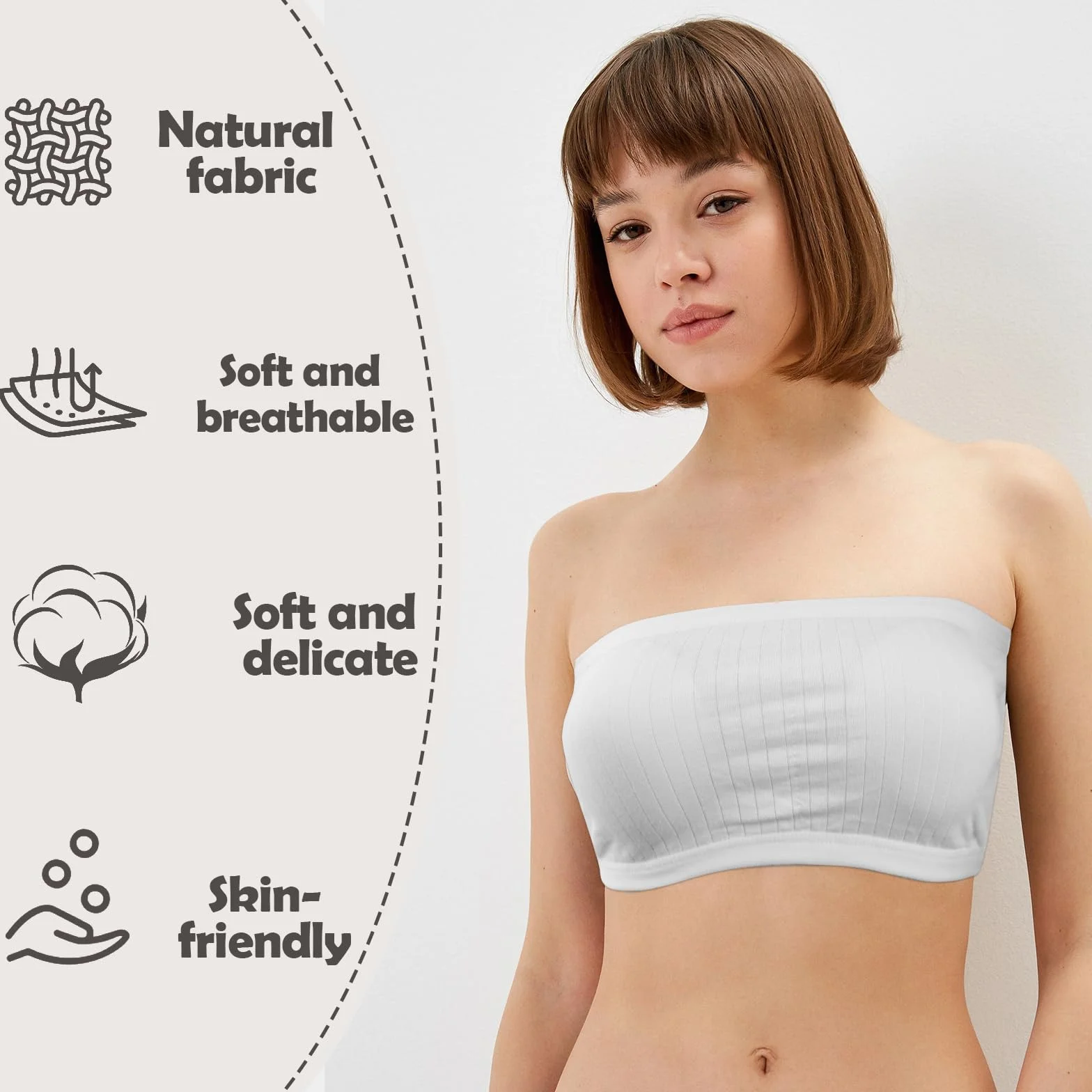 Soutien-Gorge Sport Filles sans Bretelles Bralette Coton avec Coussinets Amovibles 13-18 Ans
