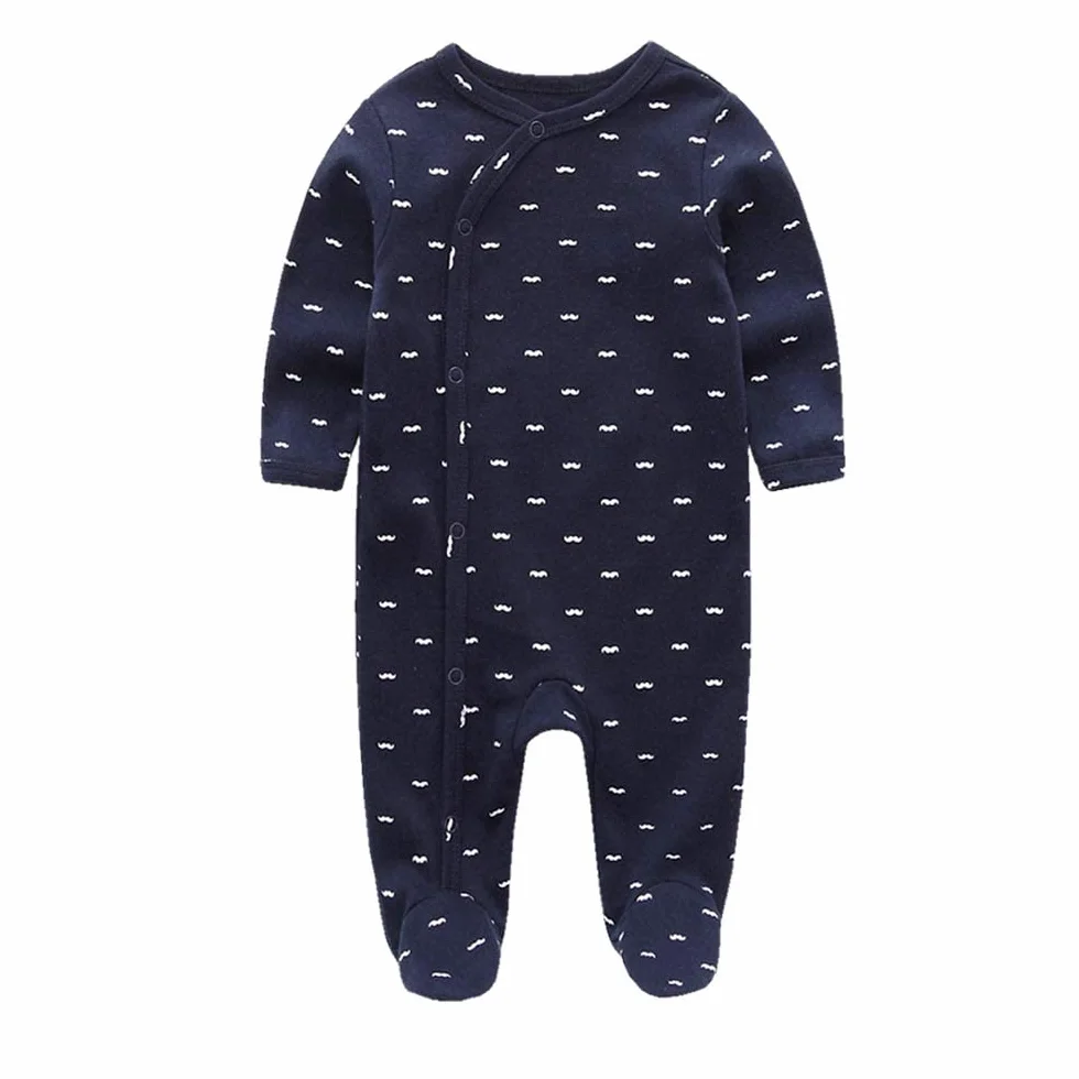 Grenouillères nouveau-né coton manches longues bouton pression pyjama avec pieds lot de 3