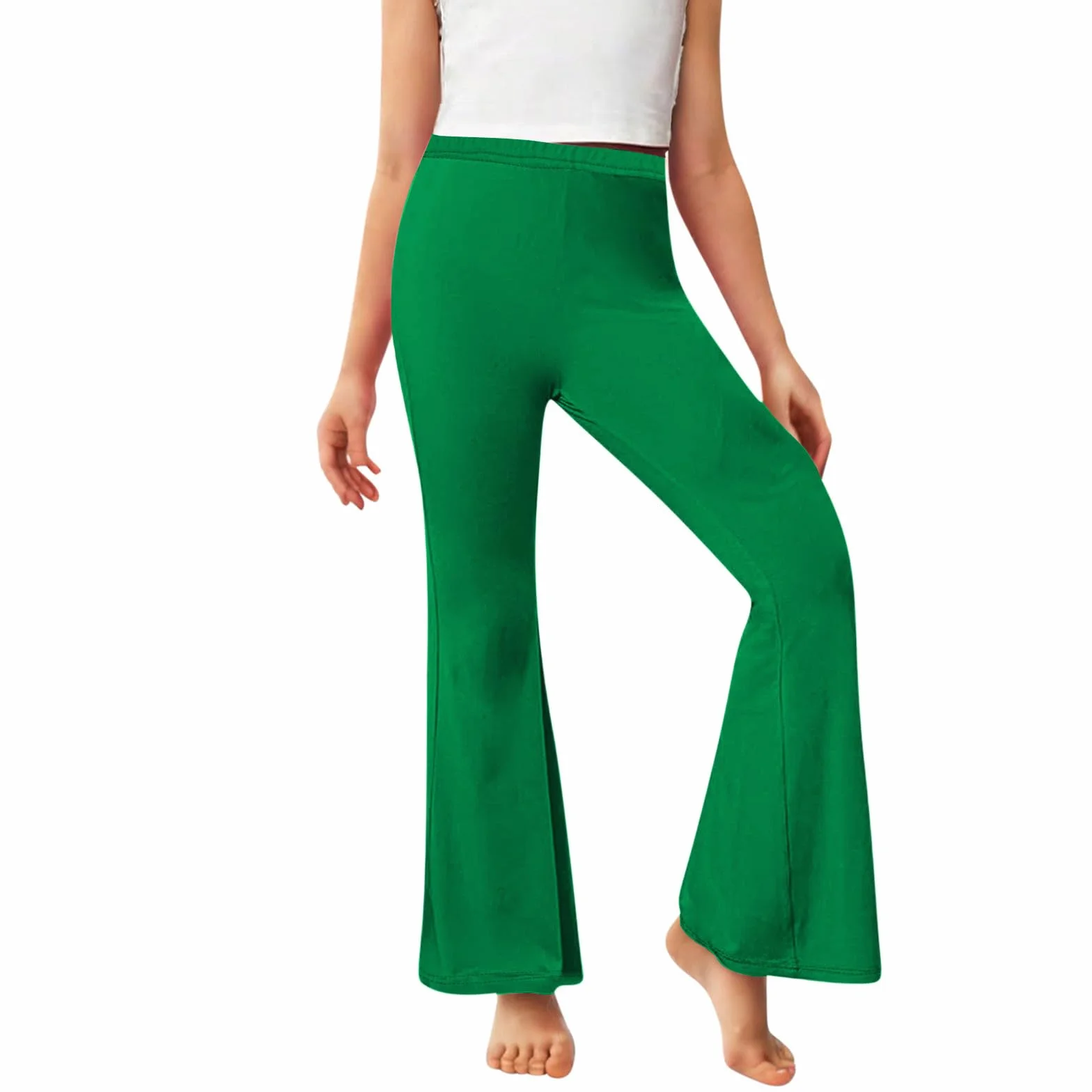Legging évasé enfant fille doublé polaire thermique extensible taille haute danse yoga pantalon décontracté