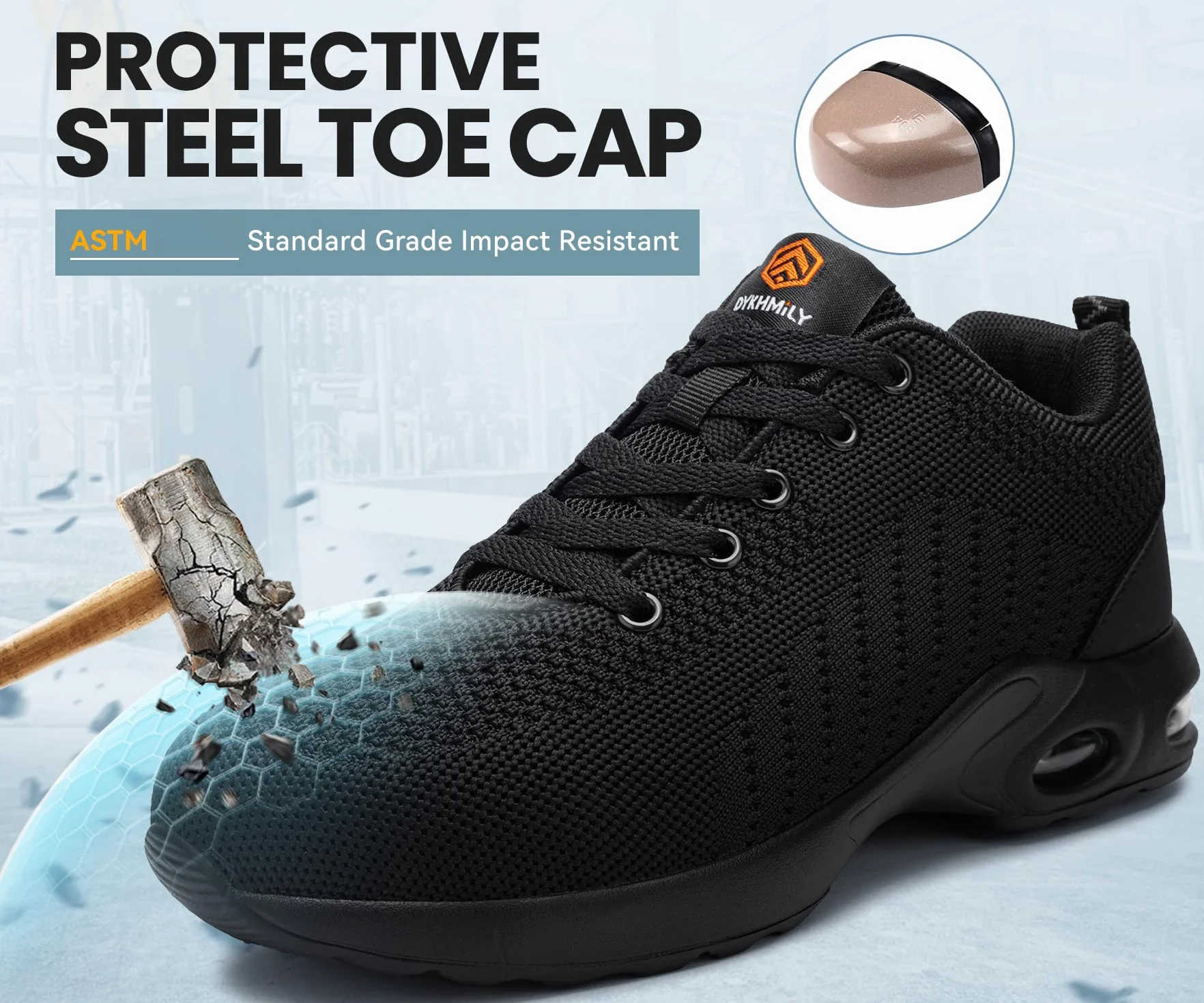 DYKHMILY Chaussures de Sécurité Hommes Femmes Légère Chaussures de Travail Confortable Basket de Securite Embout Acier Chaussures Chantiers Industrie Amorti Respirante