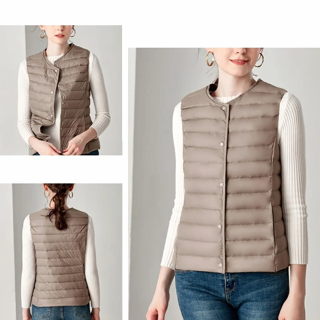 Gilet en Duvet de Canard pour Femme Chaud Sans Manches Hiver