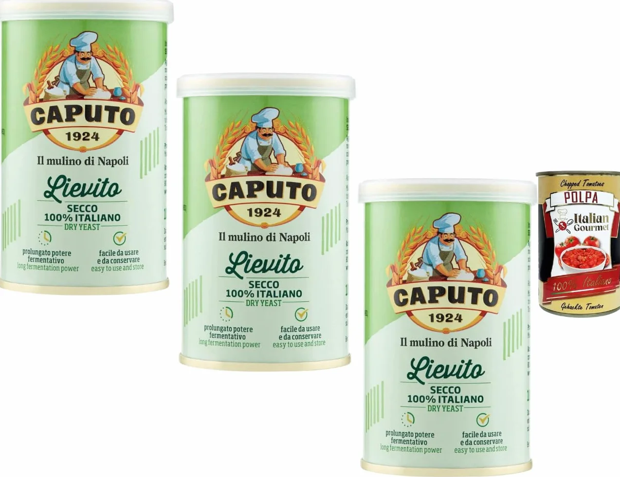 Italian Gourmet Bundle 3 x 100 g Levure Sèche Italienne Haute Activité pour Pizza Pain et Pâtisserie + Italian Gourmet Polpa 400 g, levure sèche 100% italienne, fermentation prolongée
