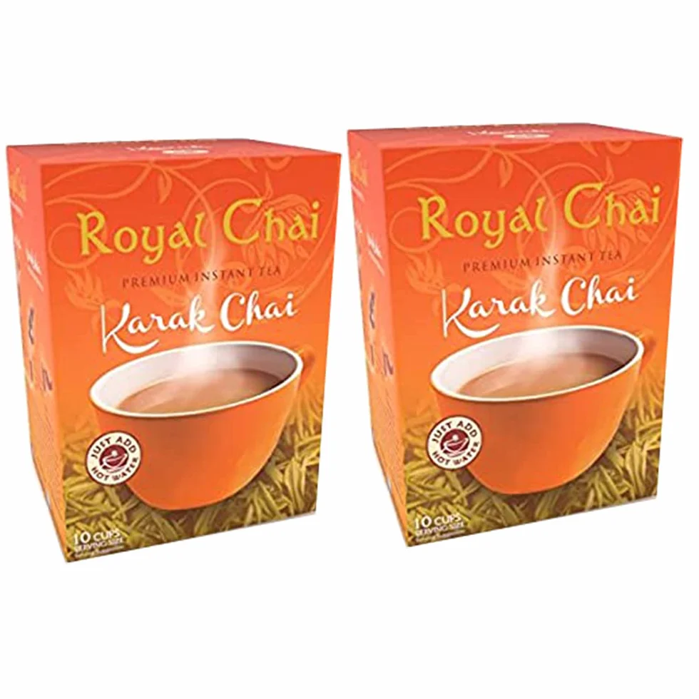Royal Chai Karak Thé Instantané Premium - Non Sucré 180g (Lot de 2) - Naturel - Thé Indien Instantané