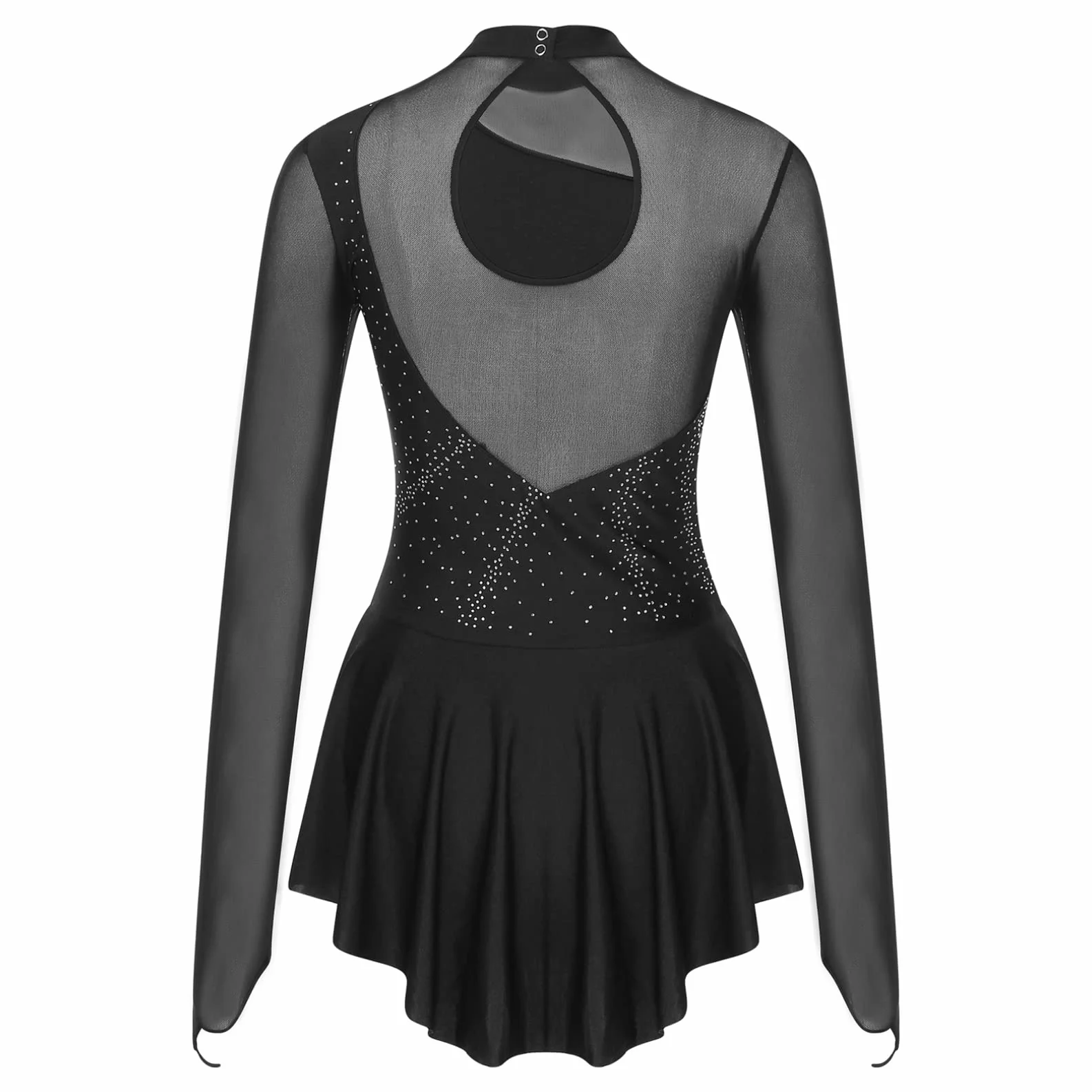 Robe Patinage Artistique Strass Justaucorps Manche Longue Gymnastique Leotard S-XXL