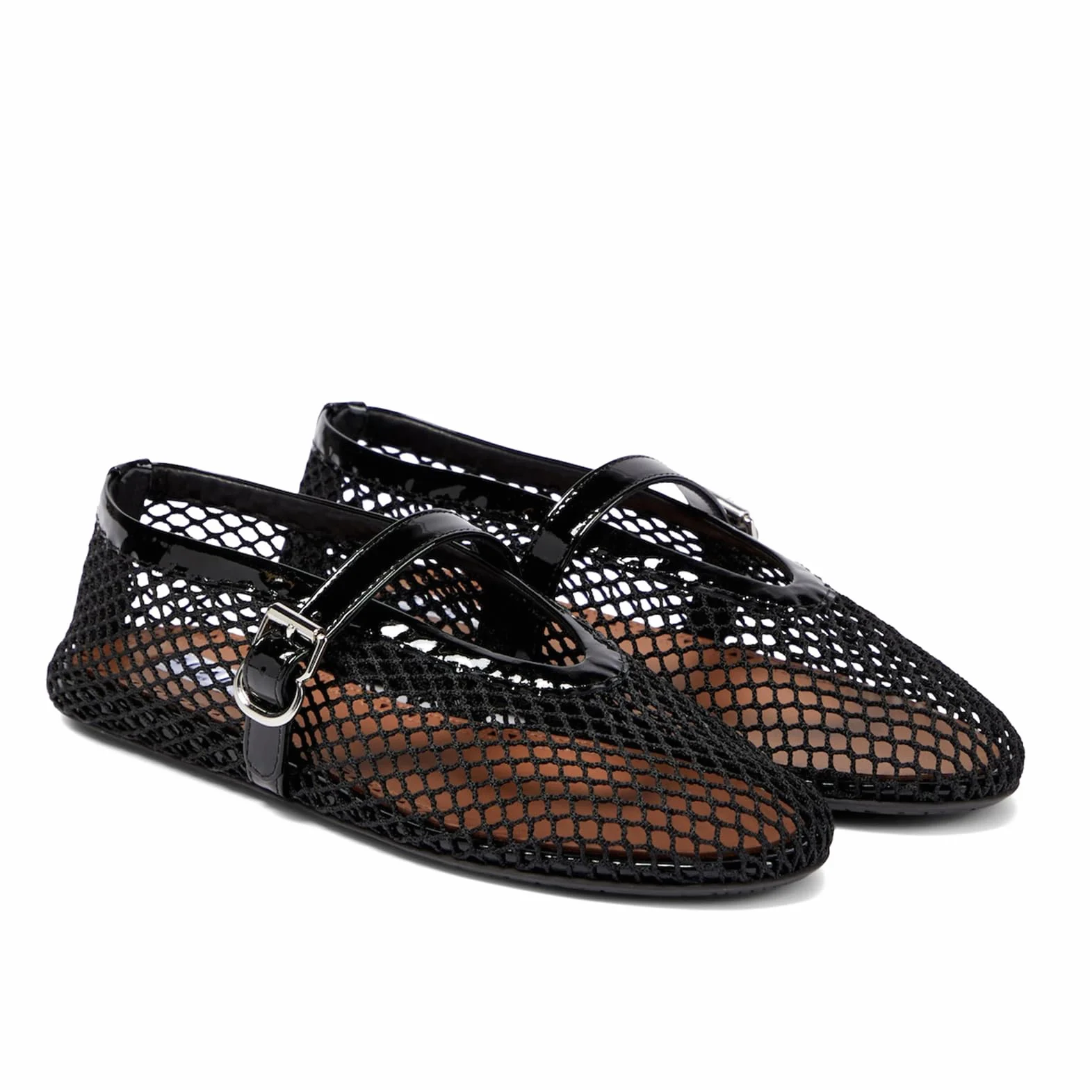 Ballerines plates en maille pour femme avec sangle à boucle confortables