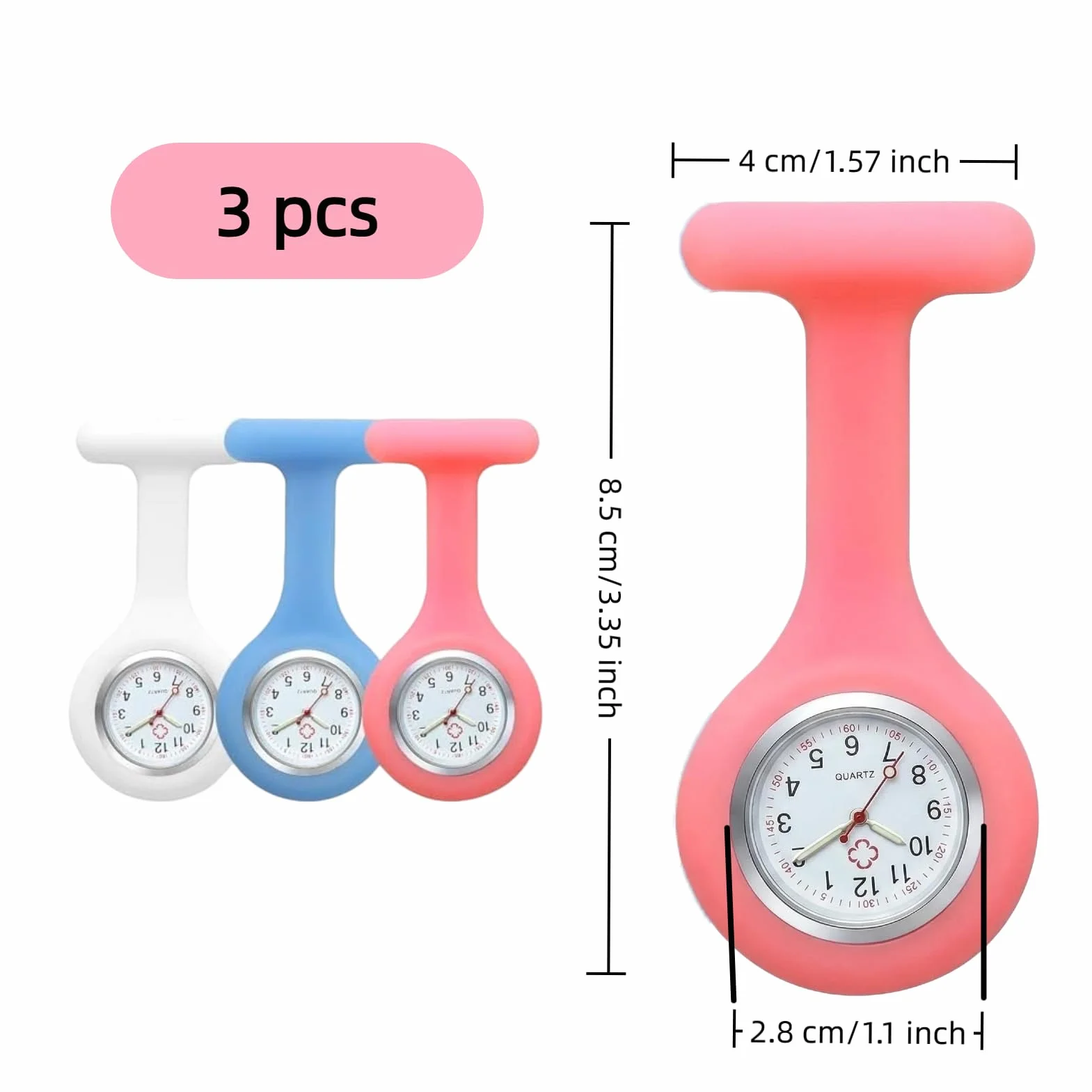 Montre à Gousset d’Infirmière en Silicone avec Broche pour Contrôle des Infections