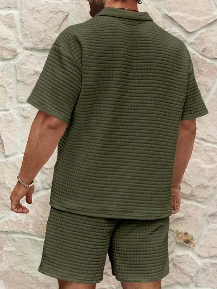 Homme Ensemble Poloshirts Hauts à Manches Courtes Survêtement Jogging T-Shirt Chemisette et Shorts 2 Pièce été Vacance Loisir
