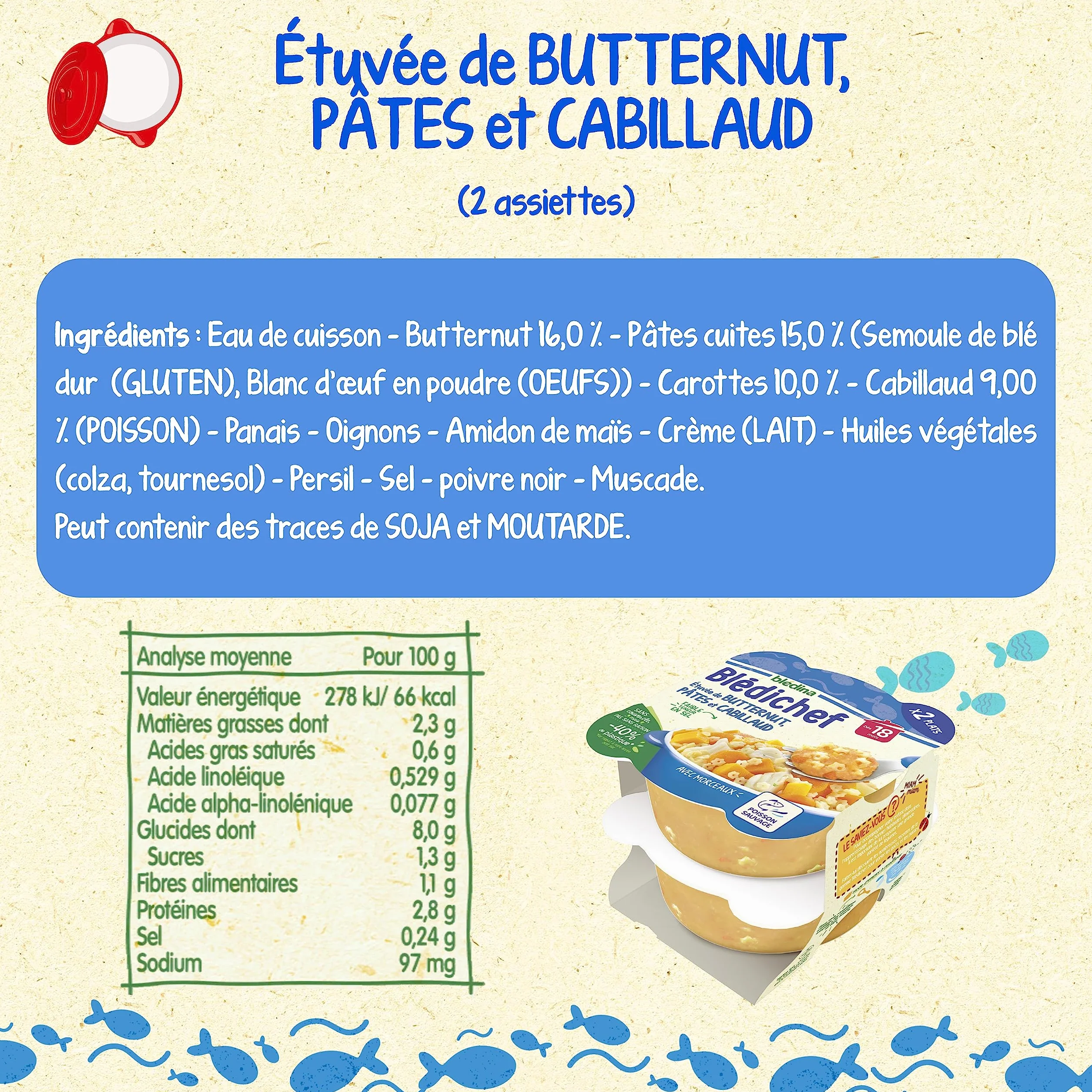 Blédina - Blédichef - 8 petits plats pour bébé - Repas midi et soir - Dès 18 Mois - 5 recettes - Pack de 8