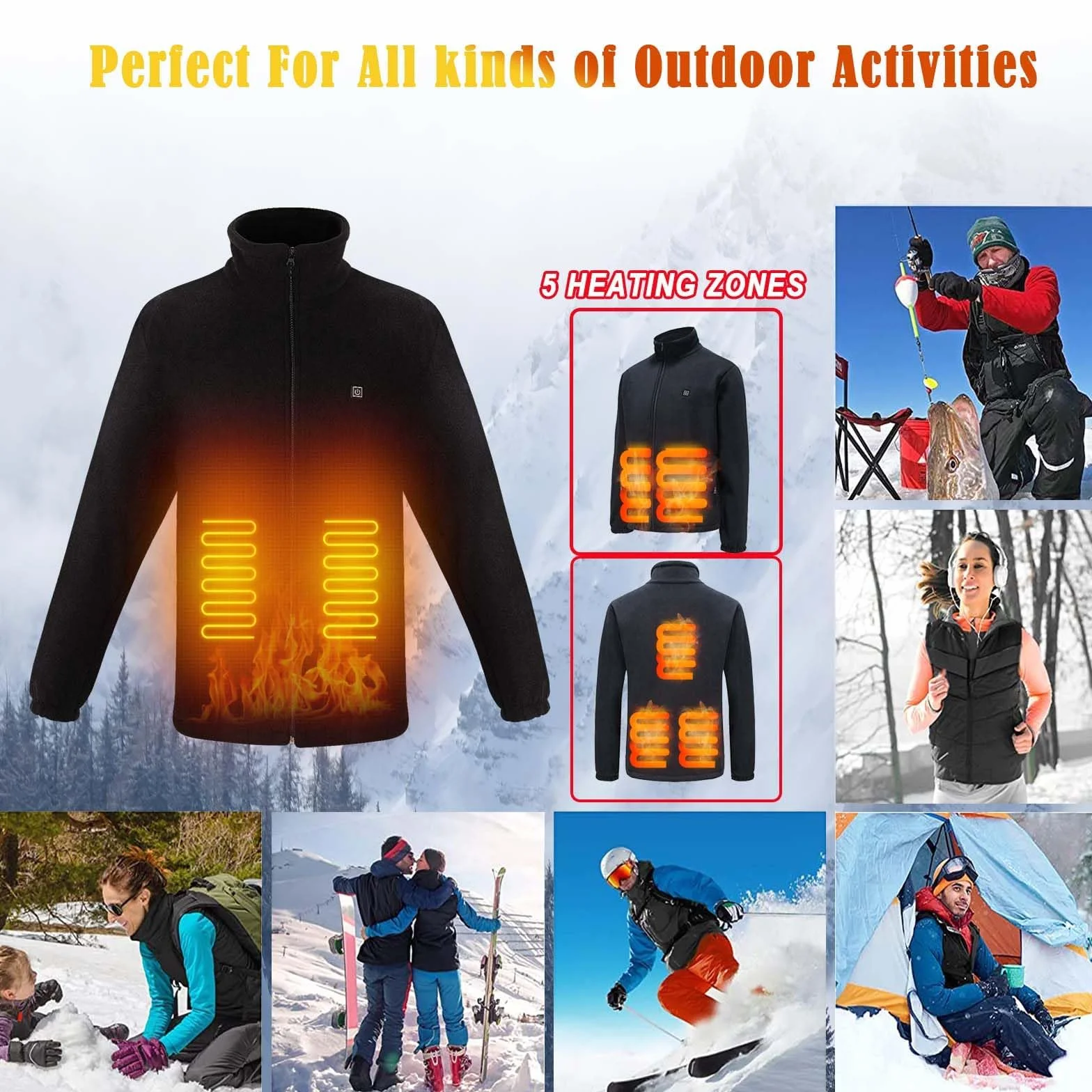 TOUVE Veste Chauffante Homme Femme Sans Manche 5 Zones 3 Niveaux Chauffage