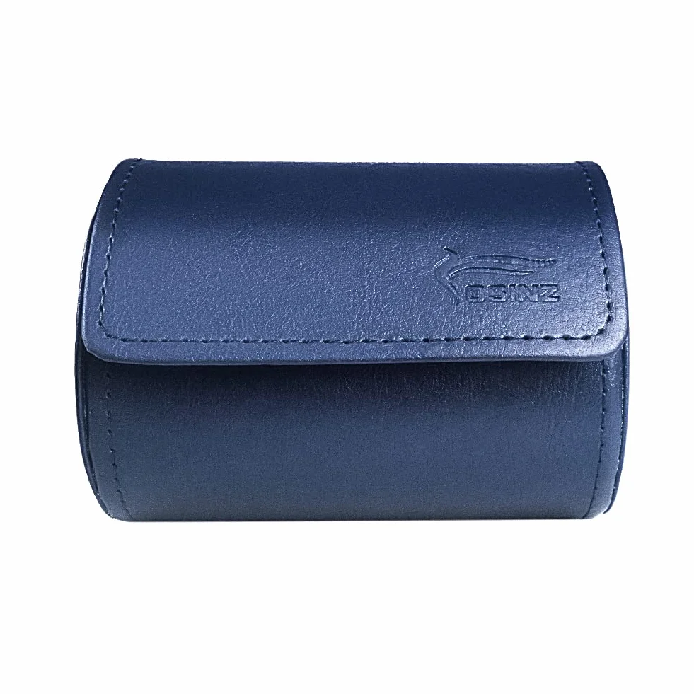 Pochette de Rangement en Cuir PU Cylindre Rouleau Bleu 3.1"x4.3"