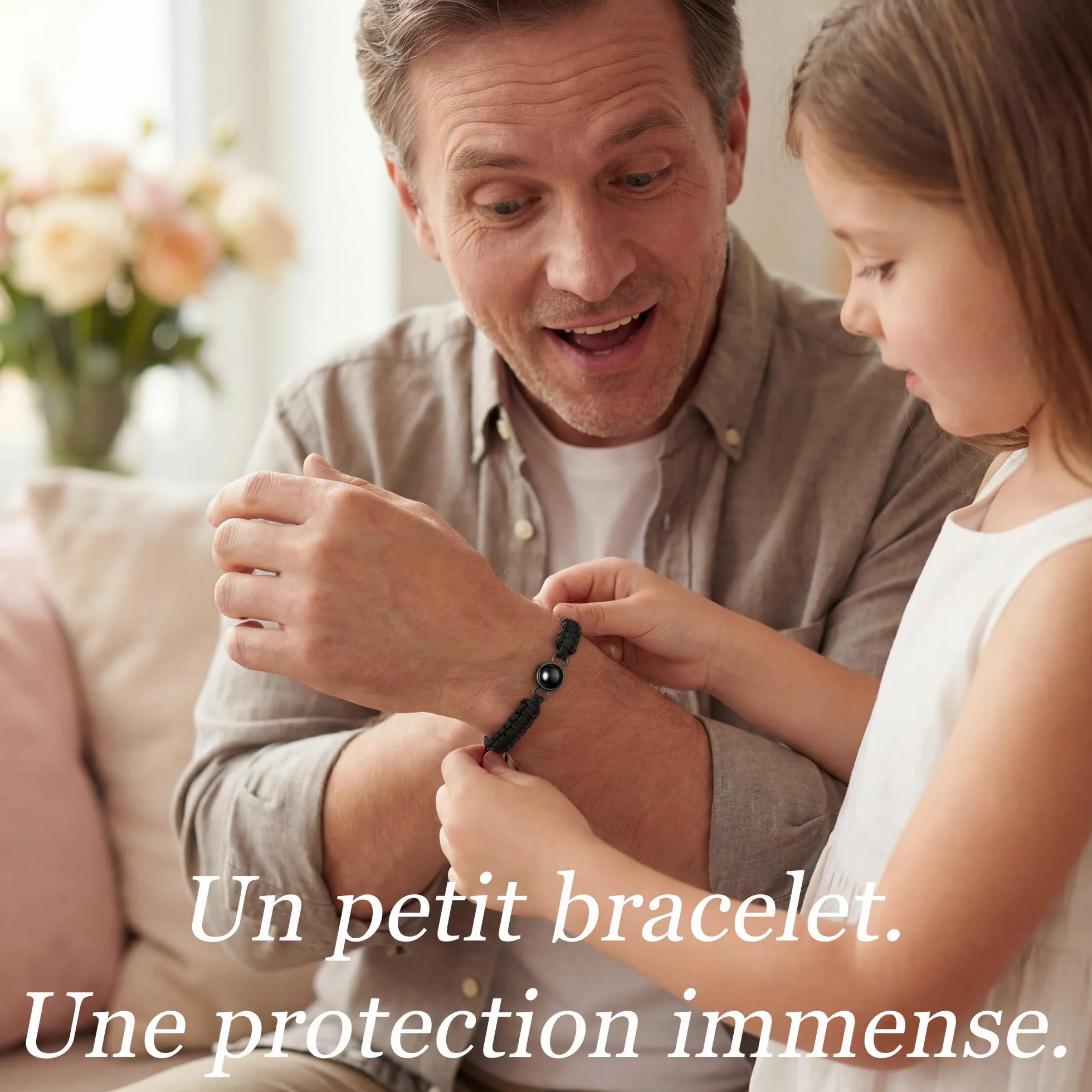 Bracelet Personnalisé Photo Cadeau Fête des Pères pour Papa Homme