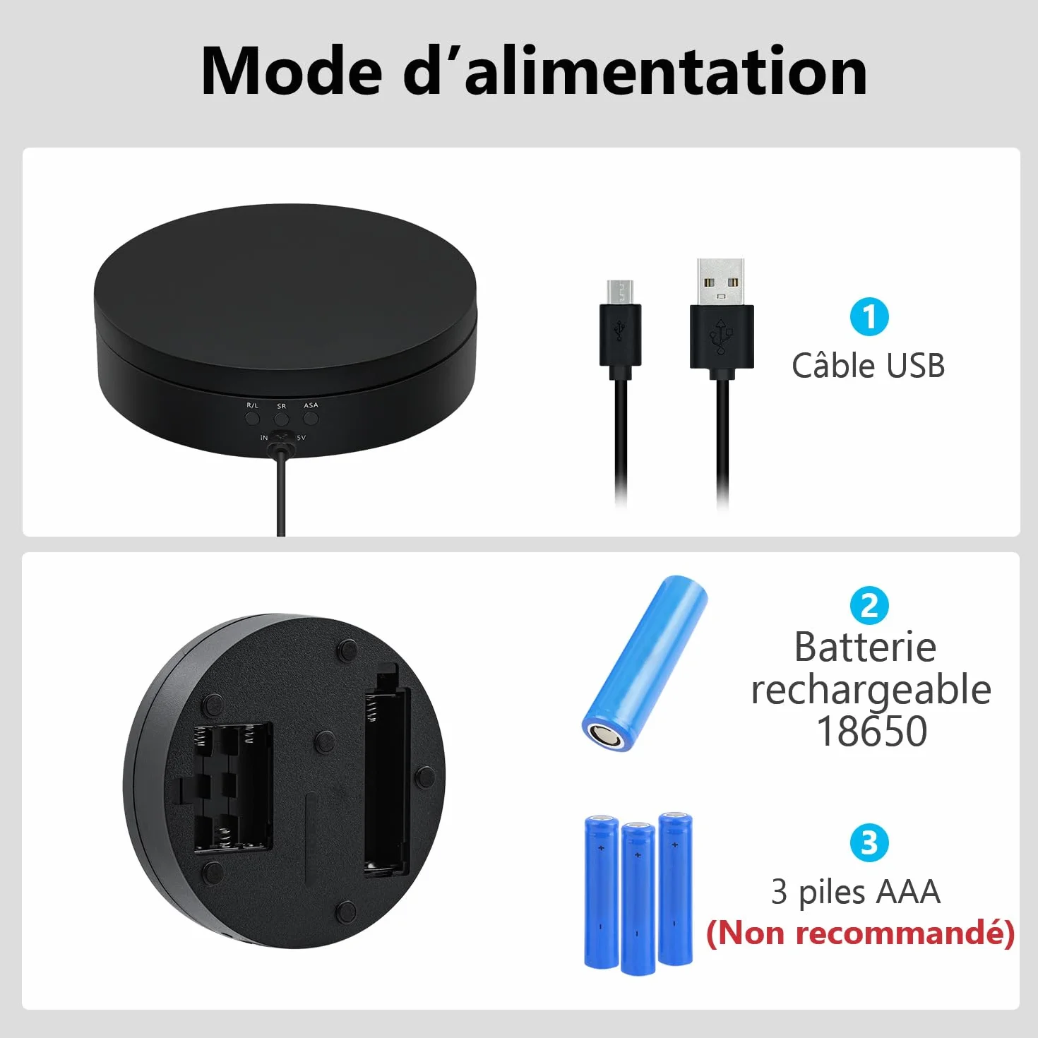 Mcbazel Présentoir Rotatif 360° 3KG Table Tournante Motorisée pour Photographie Bijoux Montres